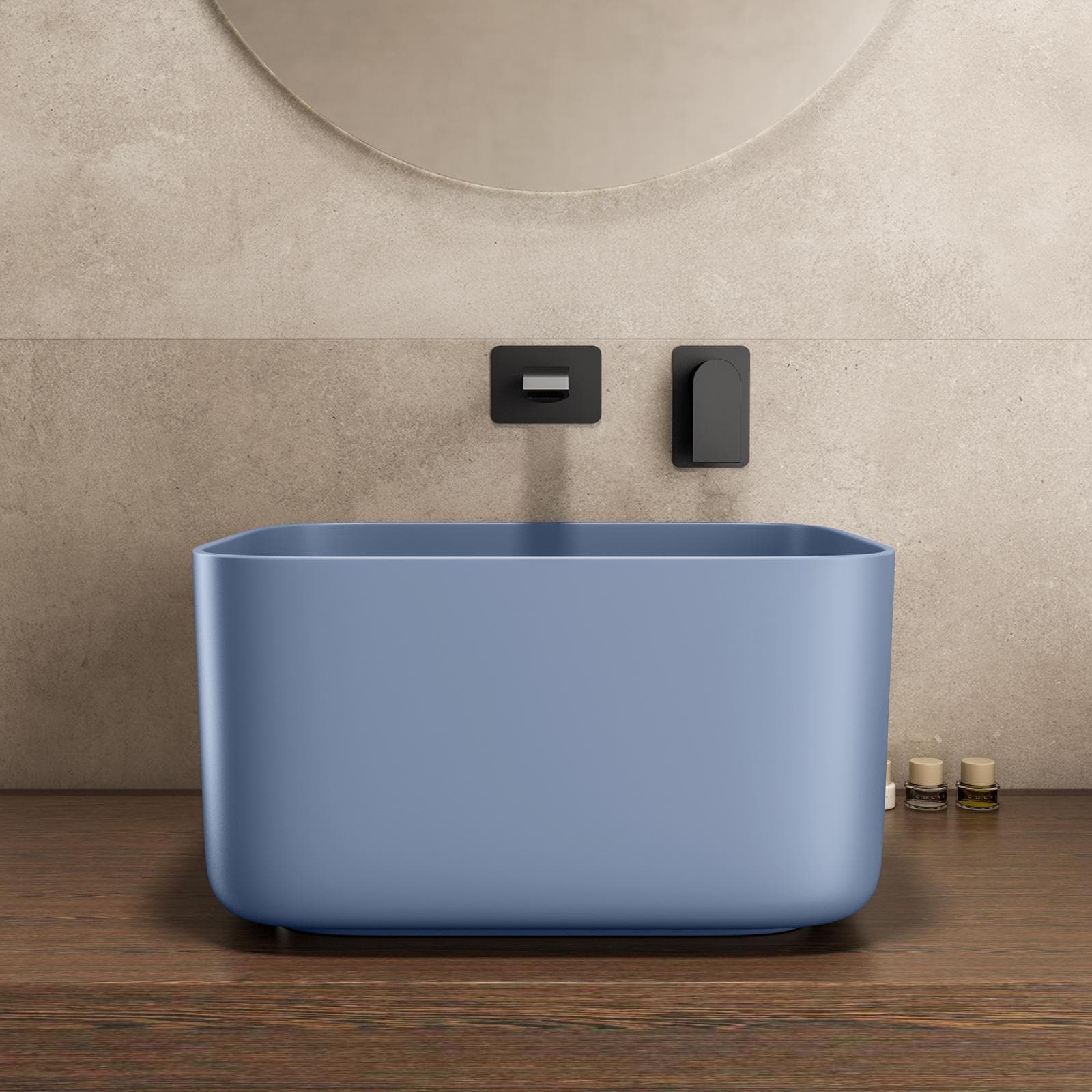 Lavabo d'appoggio 46,5x25 h cm azzurro polvere opaco - Capital
