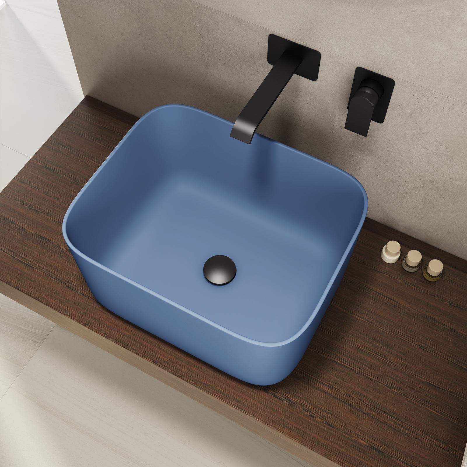 Lavabo d'appoggio 46,5x25 h cm azzurro polvere opaco - Capital