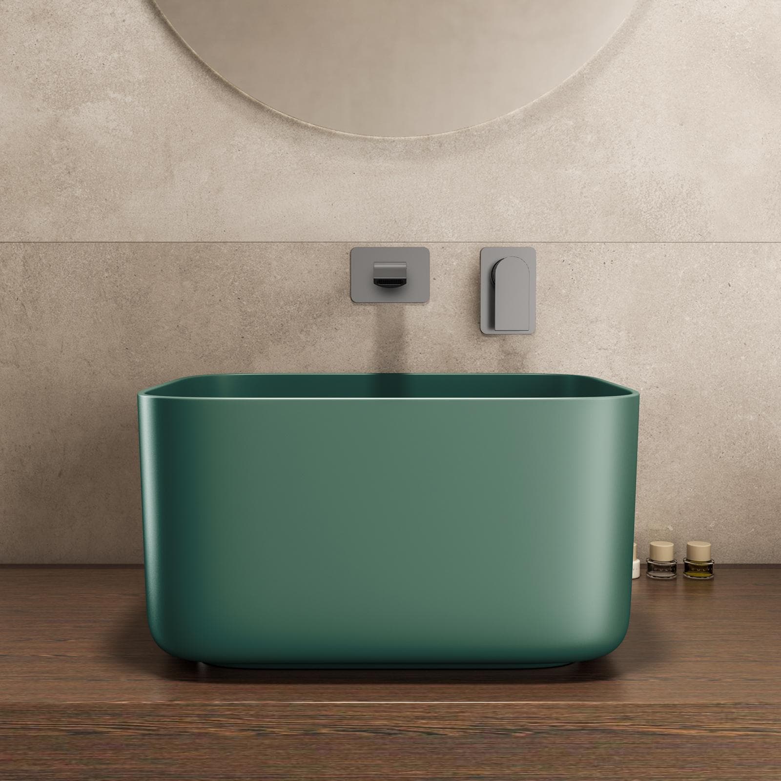 Lavabo d'appoggio 46,5x25 h cm verde inglese opaco - Capital