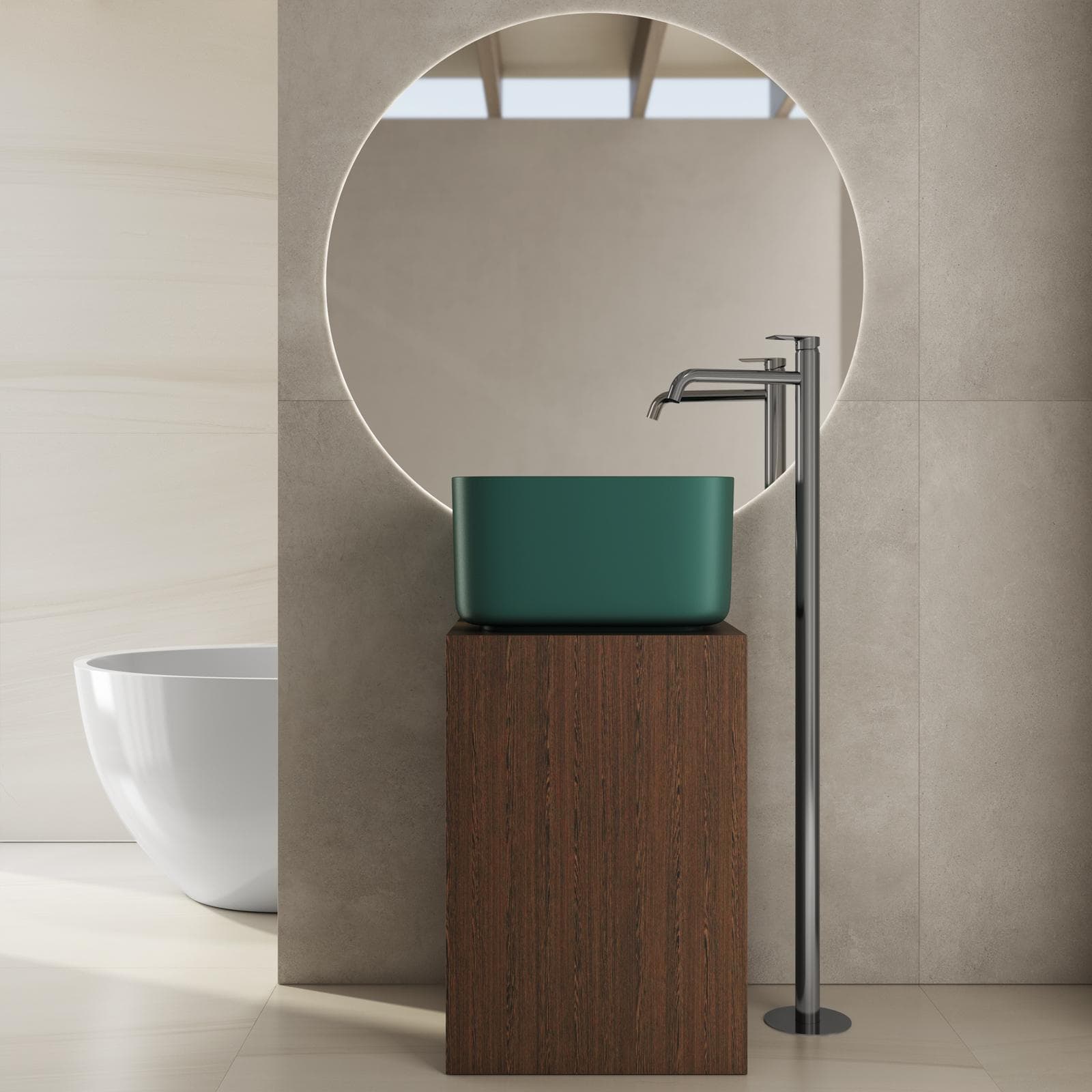 Lavabo d'appoggio 46,5x25 h cm verde inglese opaco - Capital