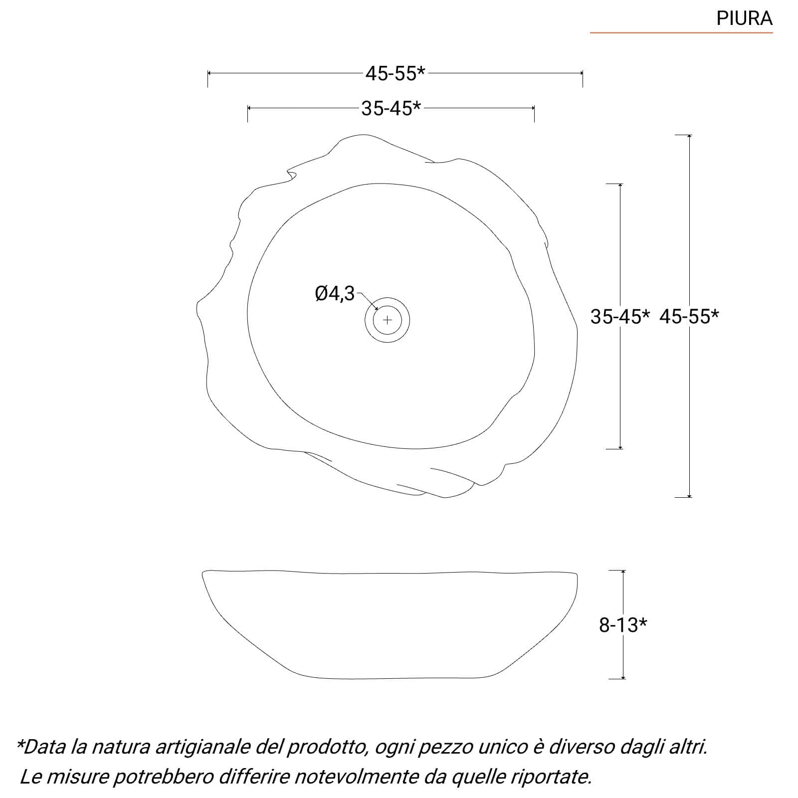 Lavabo d'appoggio 50 cm in teak - Piura