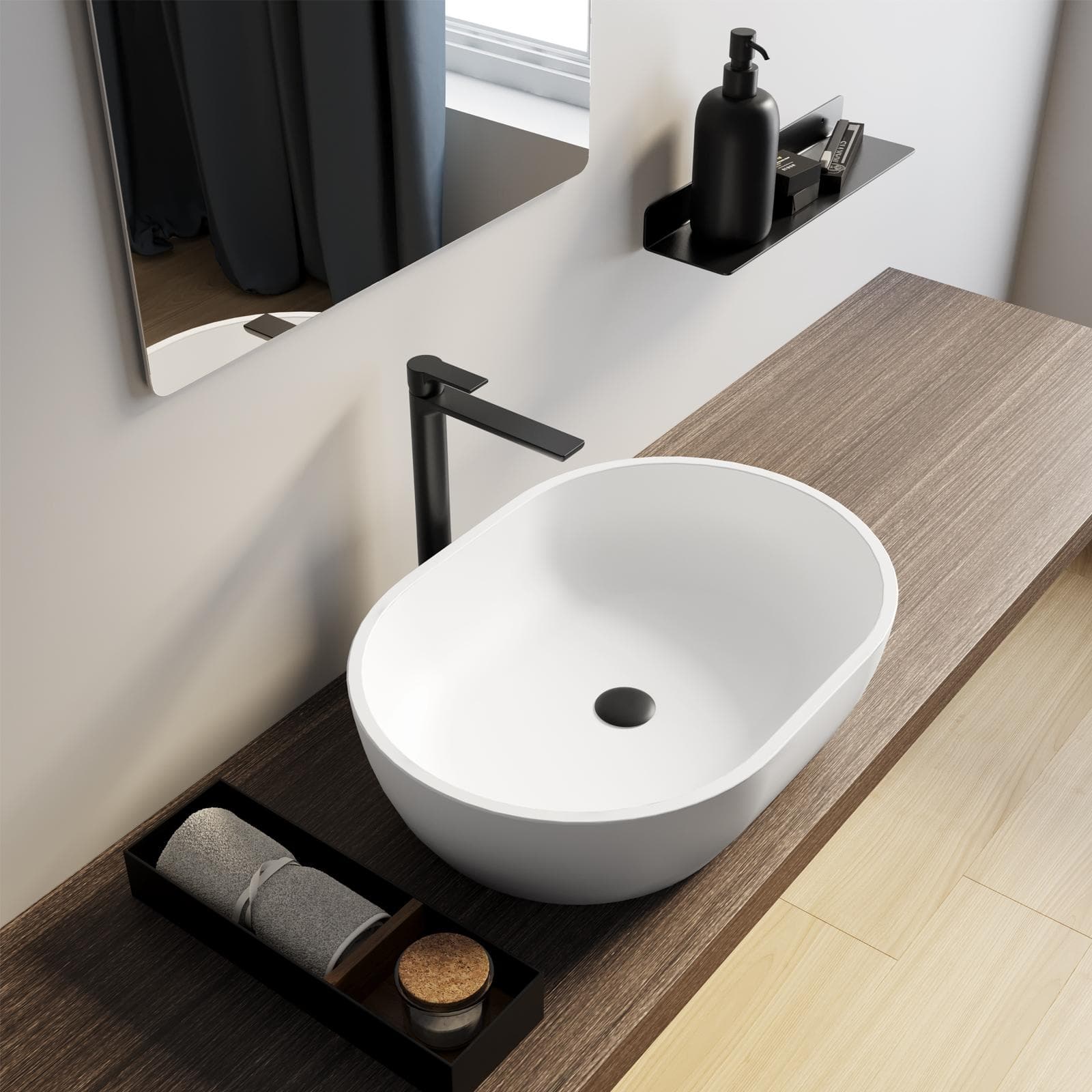 Lavabo d'appoggio 59x41 cm in ceramica bianco opaco - Virage