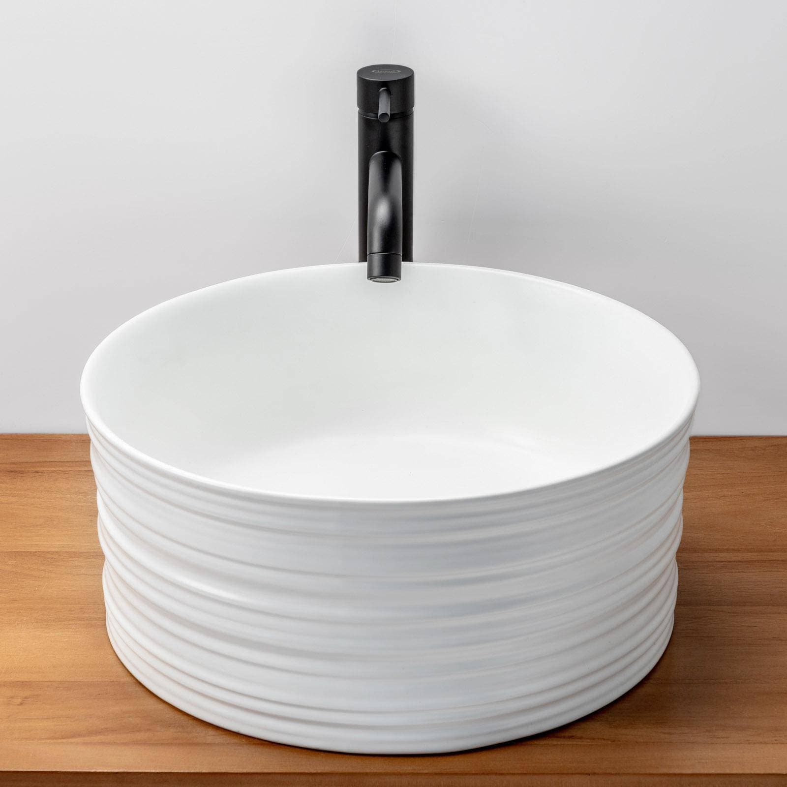 Lavabo d'appoggio circolare da 40 cm bianco opaco