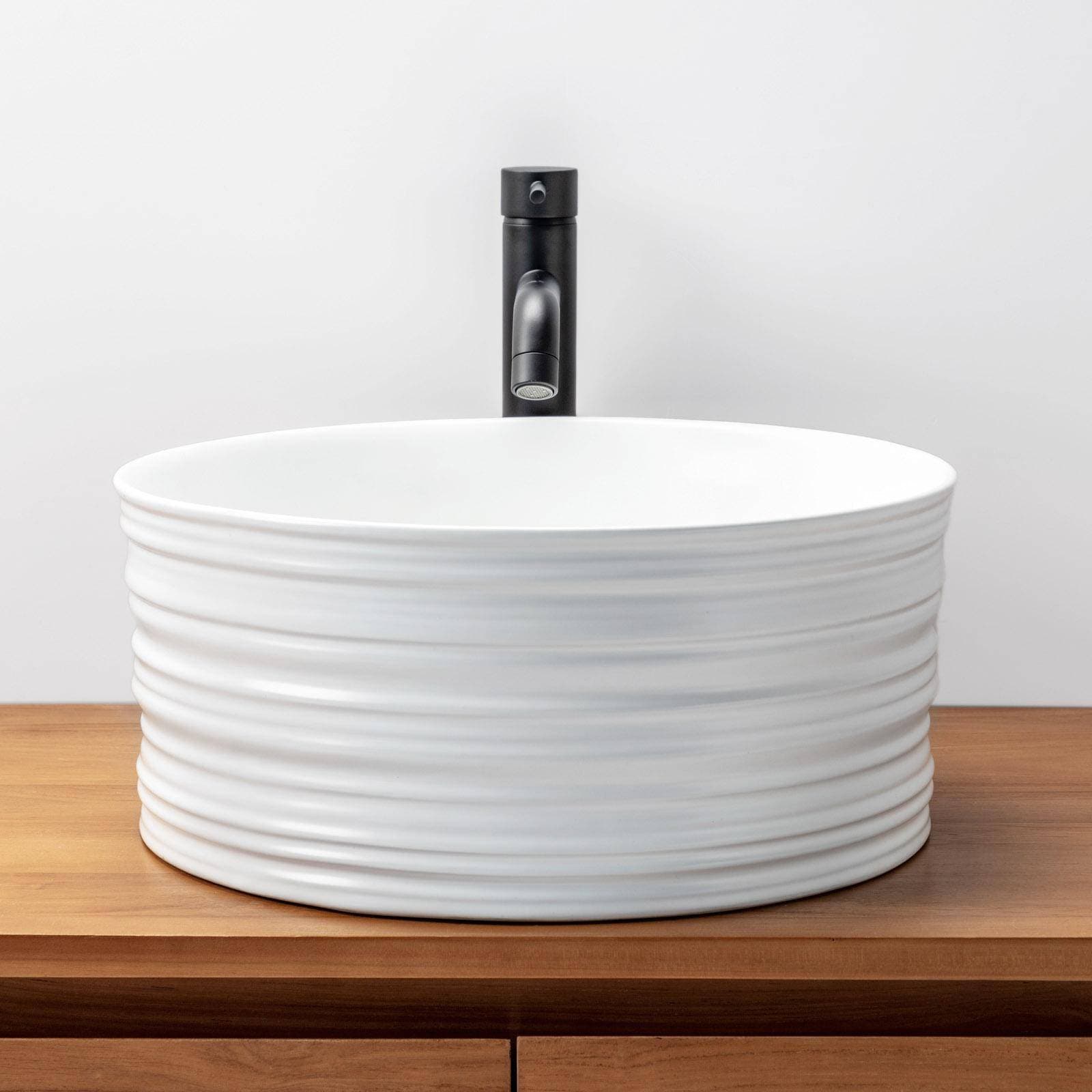 Lavabo d'appoggio circolare da 40 cm bianco opaco