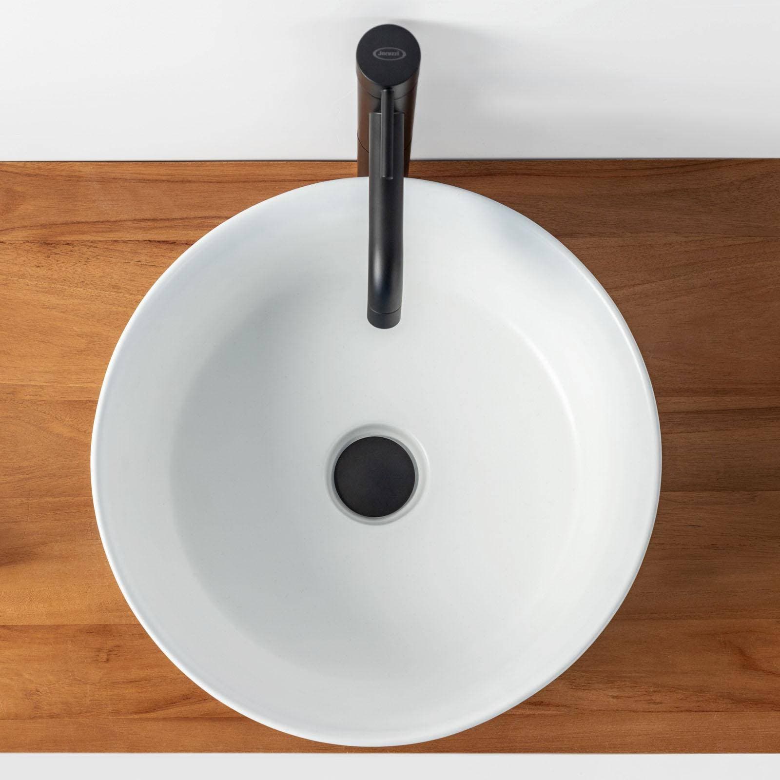 Lavabo d'appoggio circolare da 40 cm bianco opaco