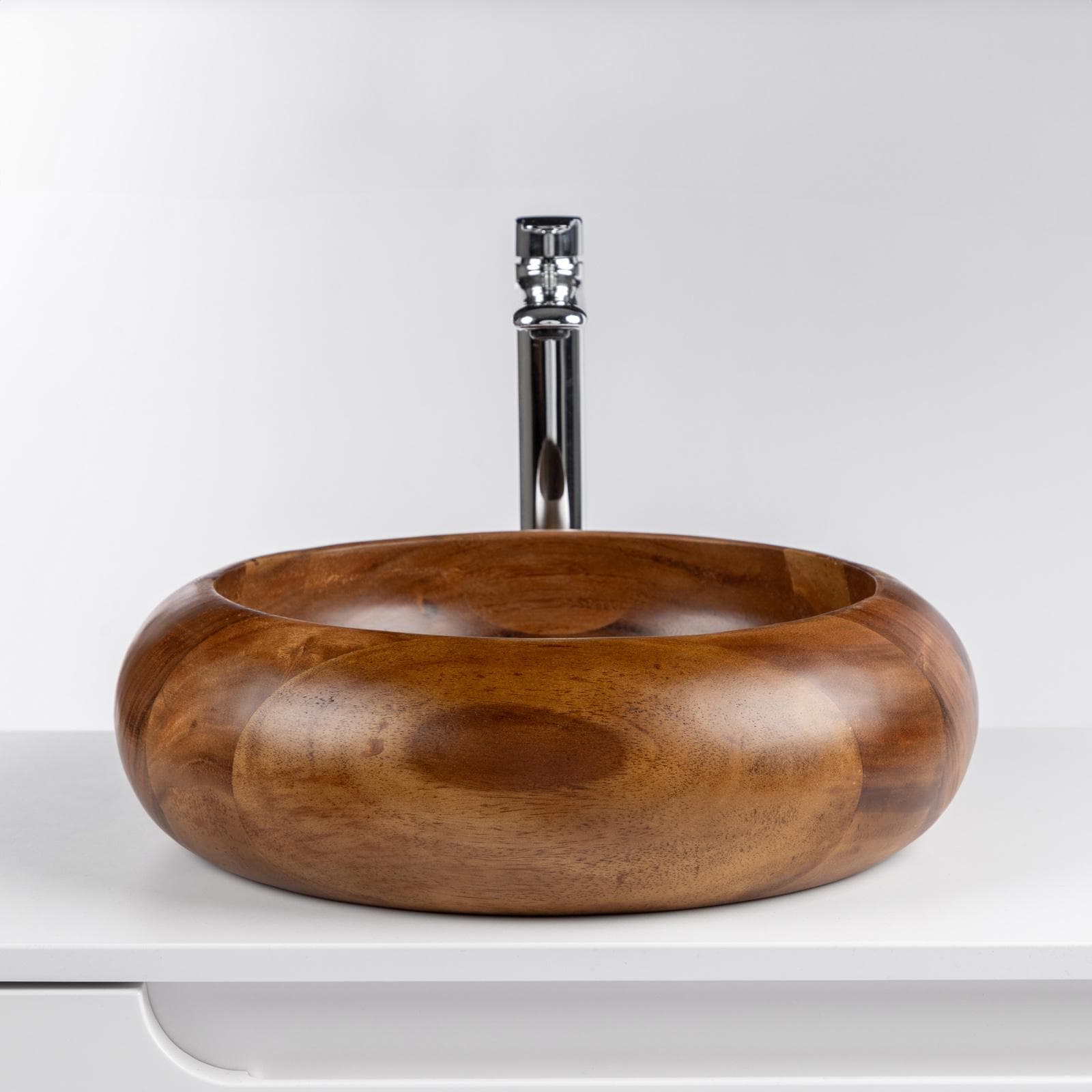 Lavabo d'appoggio in legno di suar 40 x 12 cm - Sinker
