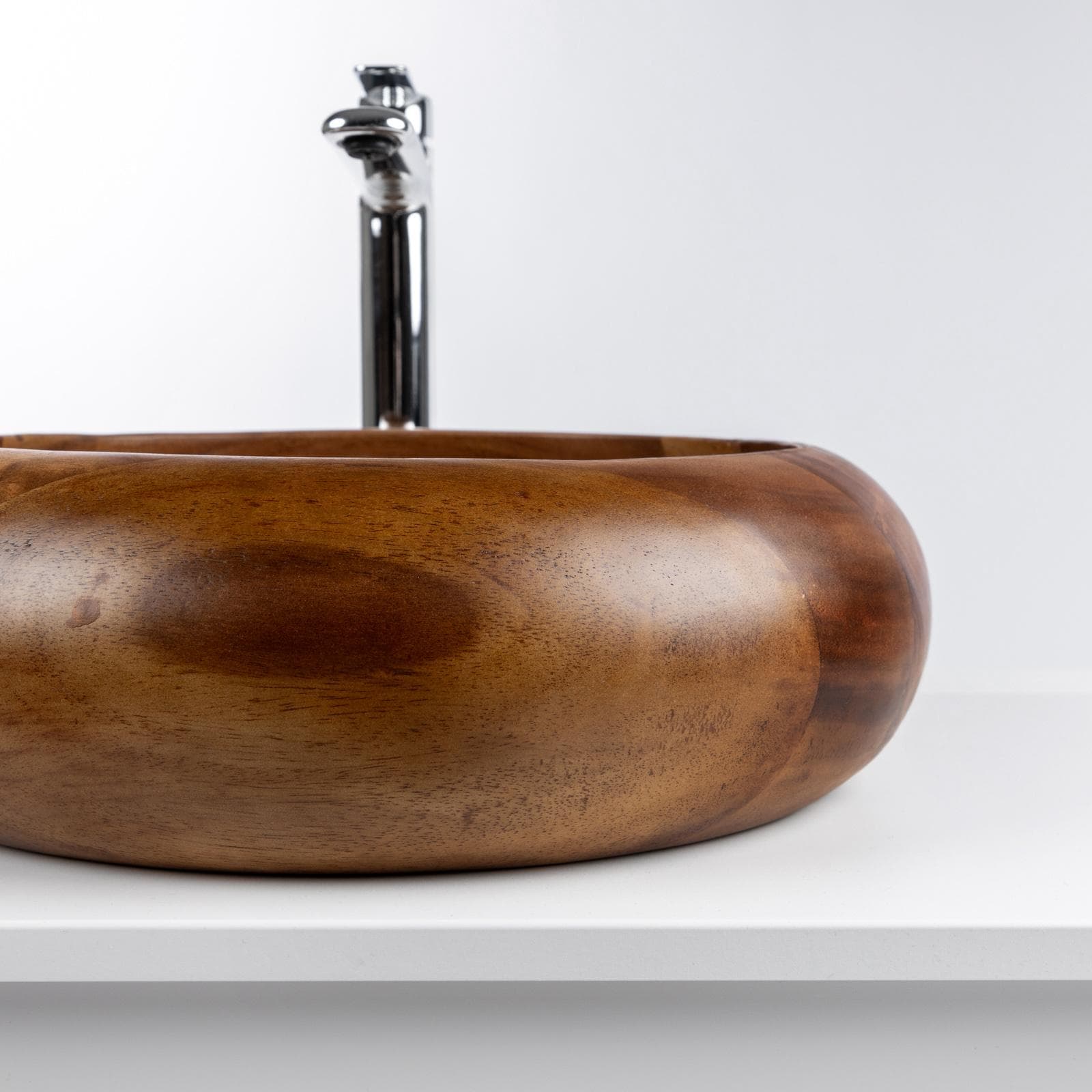 Lavabo d'appoggio in legno di suar 40 x 12 cm - Sinker