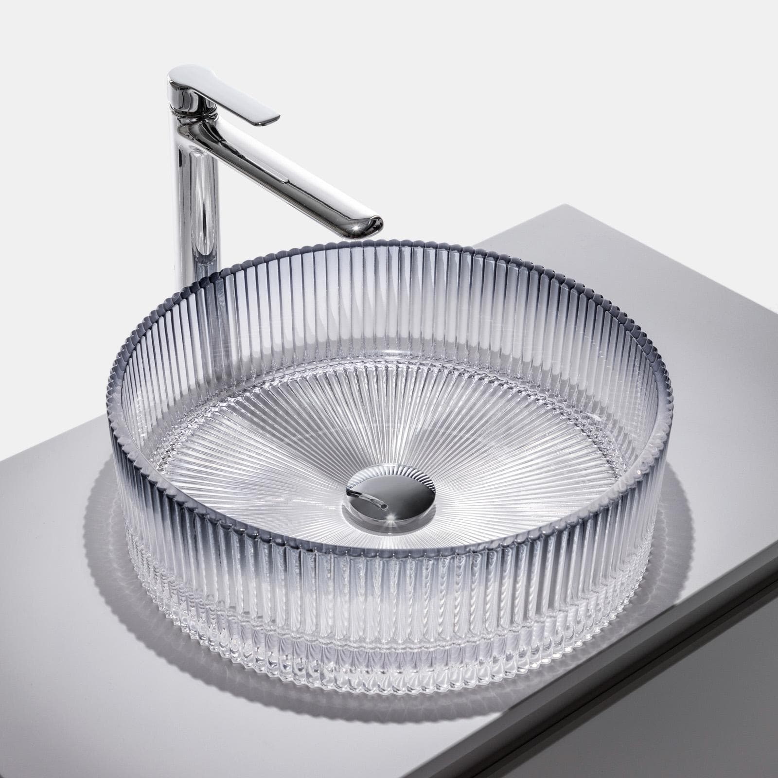 Lavabo d'appoggio in vetro 40x12h cm trasparente grigio - Jeda