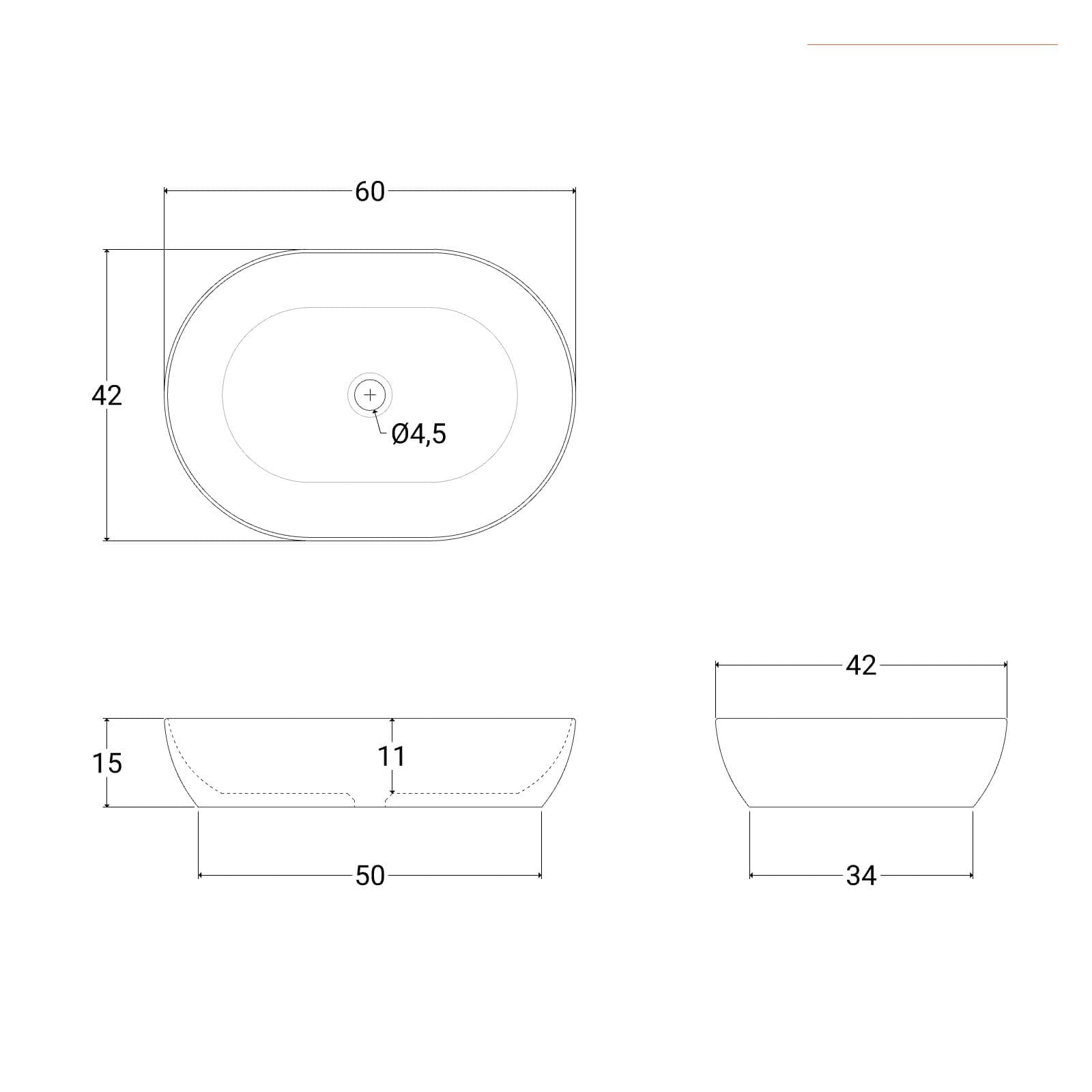 Lavabo d'appoggio ovale in ceramica 60x42 cm bianco lucido - Cloe
