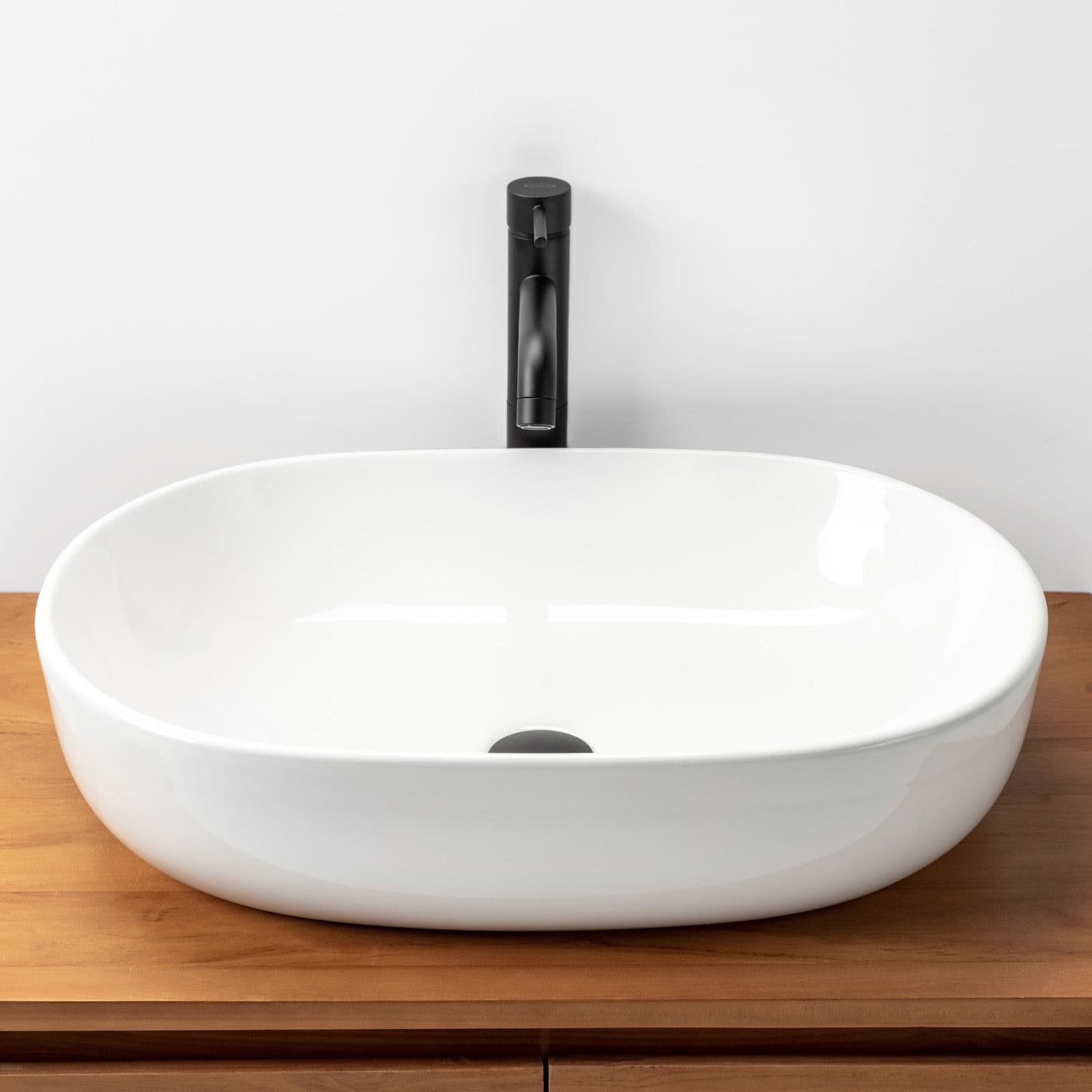 Lavabo d'appoggio ovale in ceramica 60x42 cm bianco lucido - Cloe