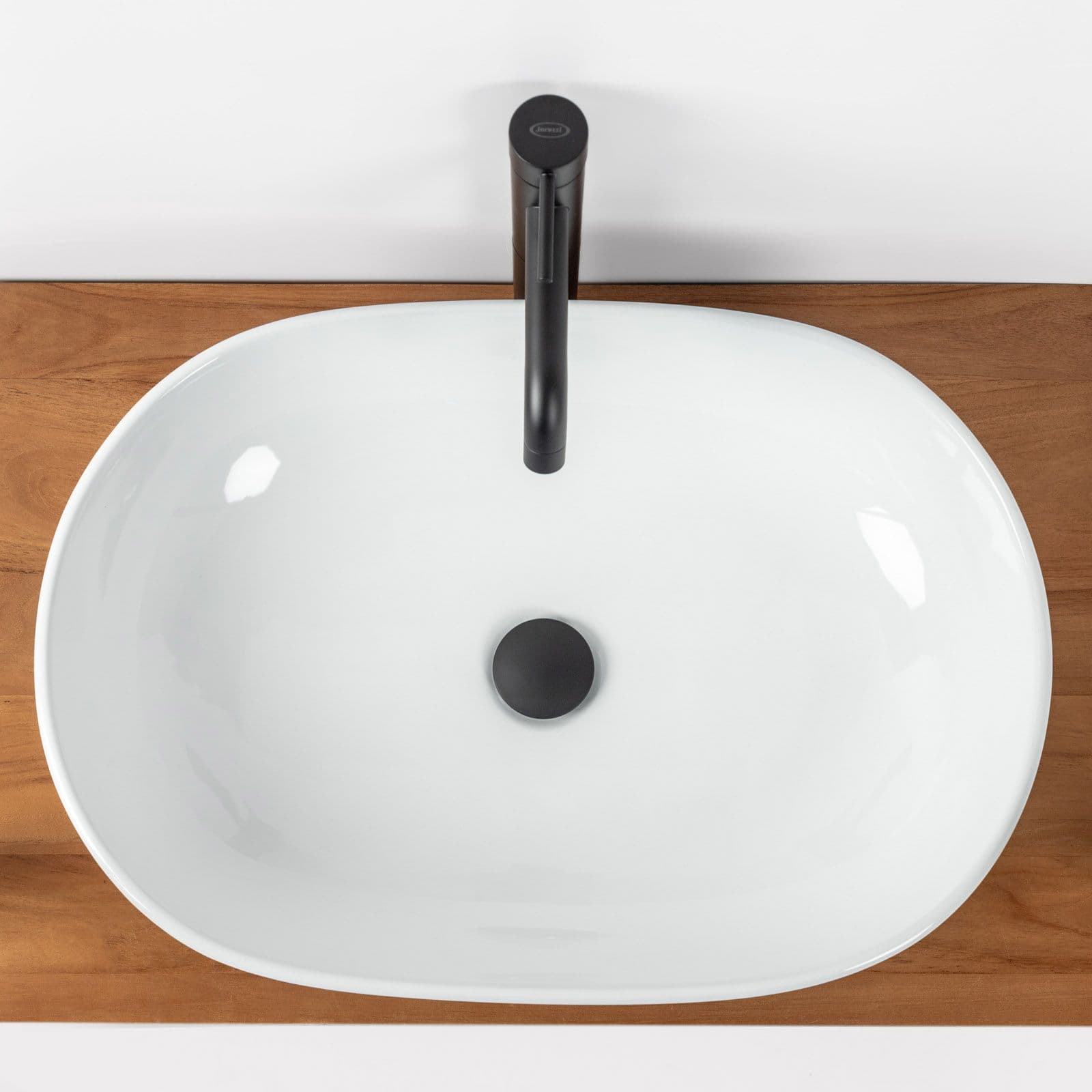 Lavabo d'appoggio ovale in ceramica 60x42 cm bianco lucido - Cloe