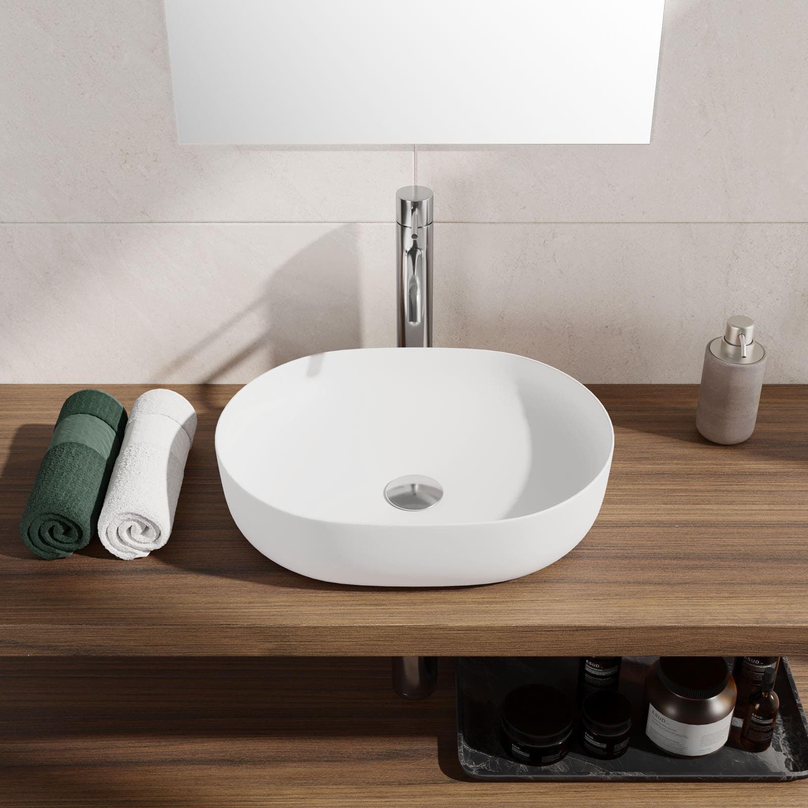 Lavabo d'appoggio slim in ceramica 49x35 cm bianco opaco - Cloe