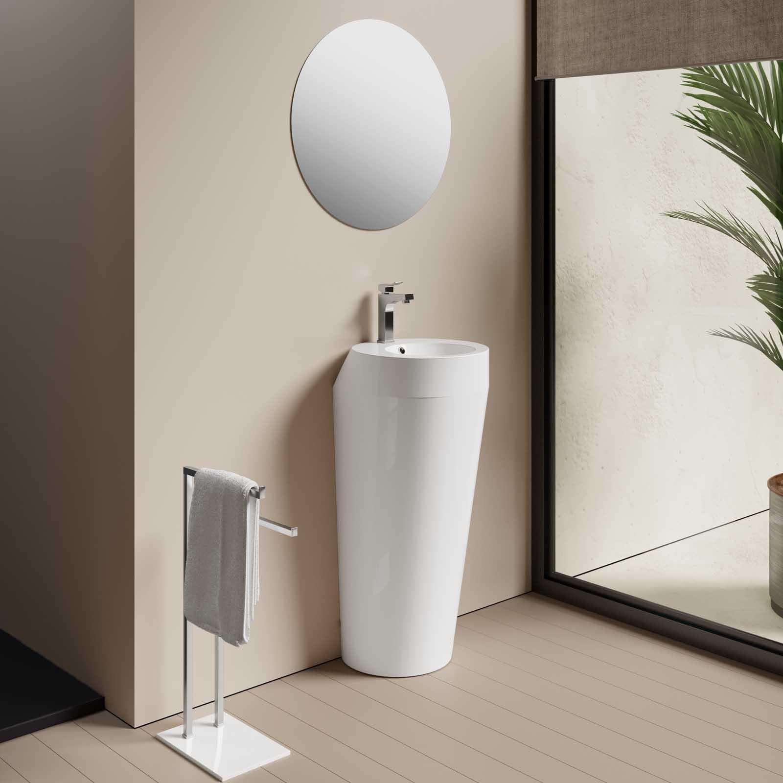 Lavabo freestanding Ø 37 cm in ceramica bianco salvaspazio - Elysium