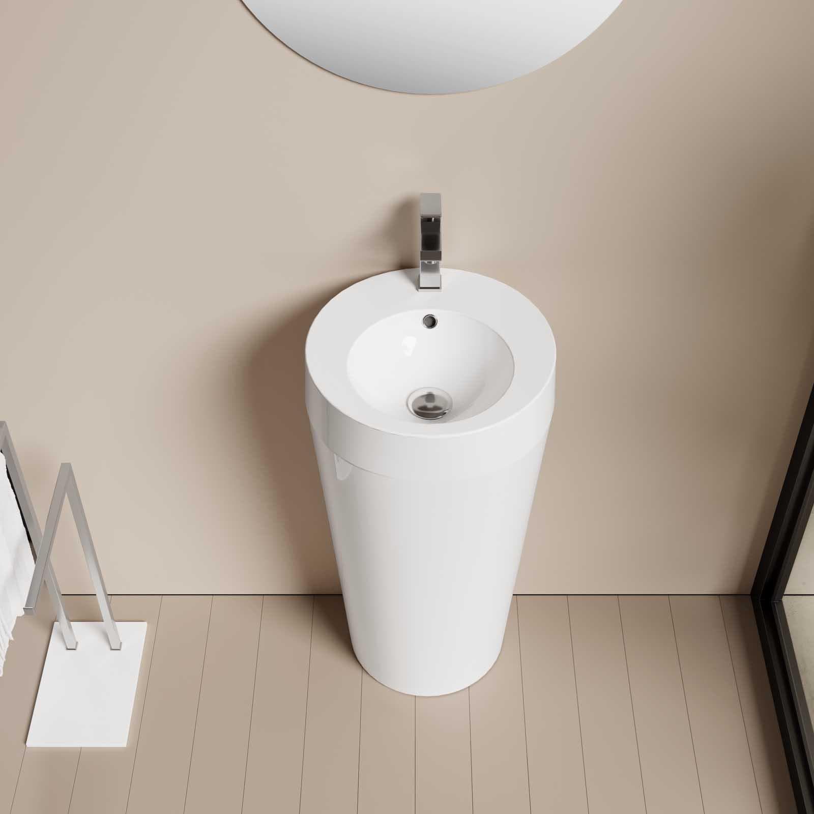 Lavabo freestanding Ø 37 cm in ceramica bianco salvaspazio - Elysium