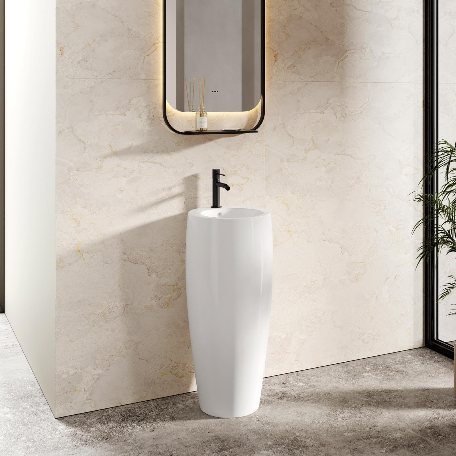Lavabo freestanding 50x85h cm bianco con troppopieno - Frost