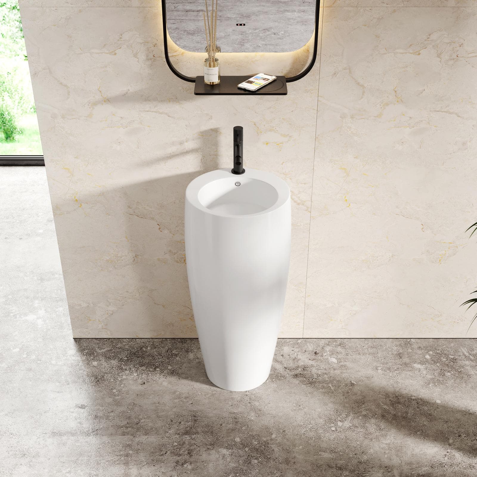Lavabo freestanding 50x85h cm bianco con troppopieno - Frost