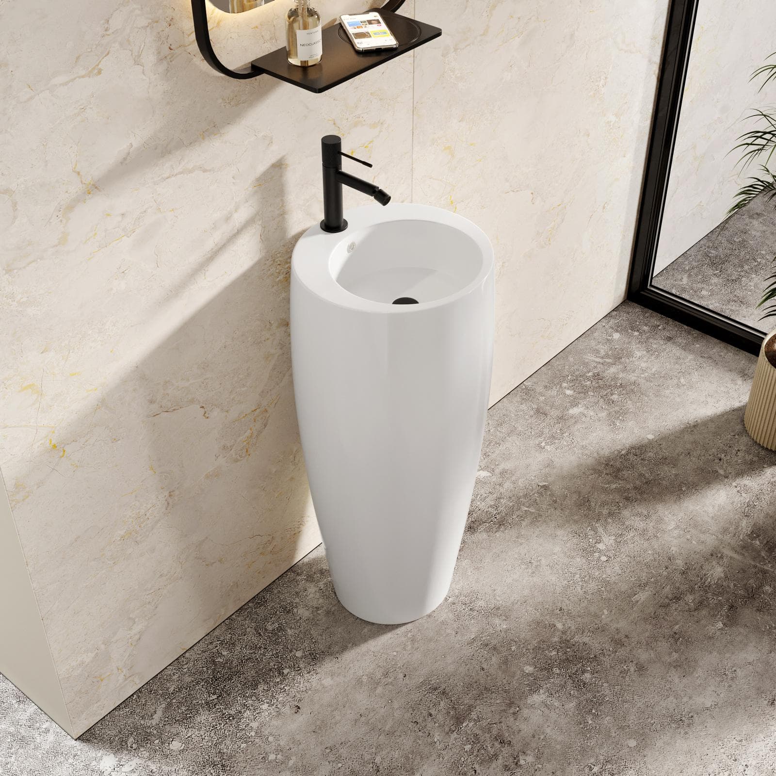 Lavabo freestanding 50x85h cm bianco con troppopieno - Frost