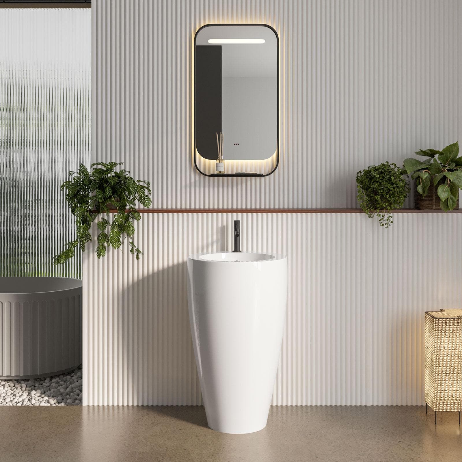 Lavabo freestanding 52x86h cm bianco con troppopieno - Frost