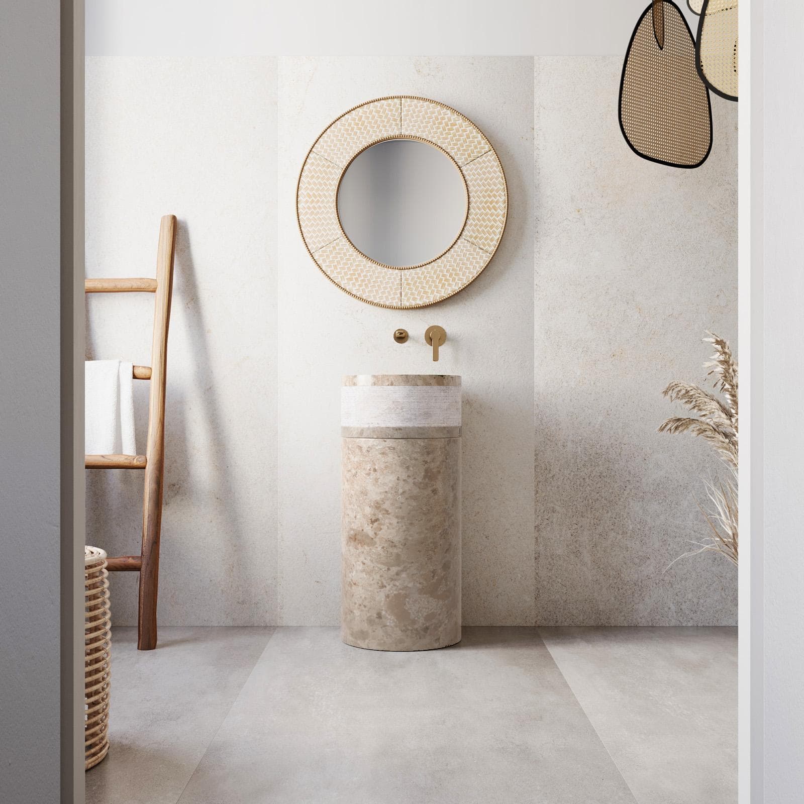 Lavabo freestanding 87h cm in marmo crema - Artizan