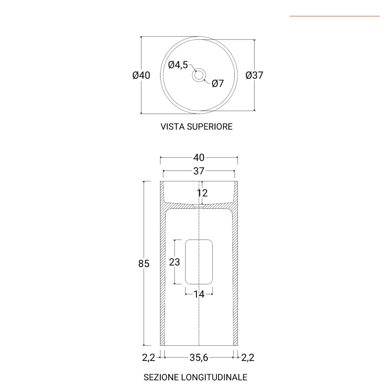Lavabo freestanding da giardino 40x85h cm in cemento grigio - Hamilton