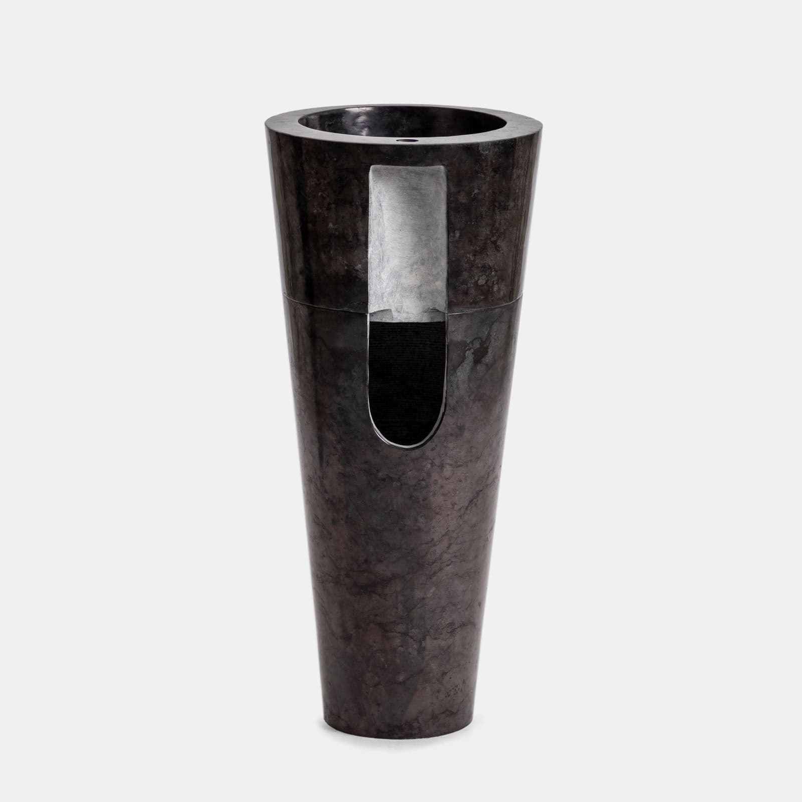 Lavabo freestanding da giardino 40x90 h cm in marmo nero - Artizan