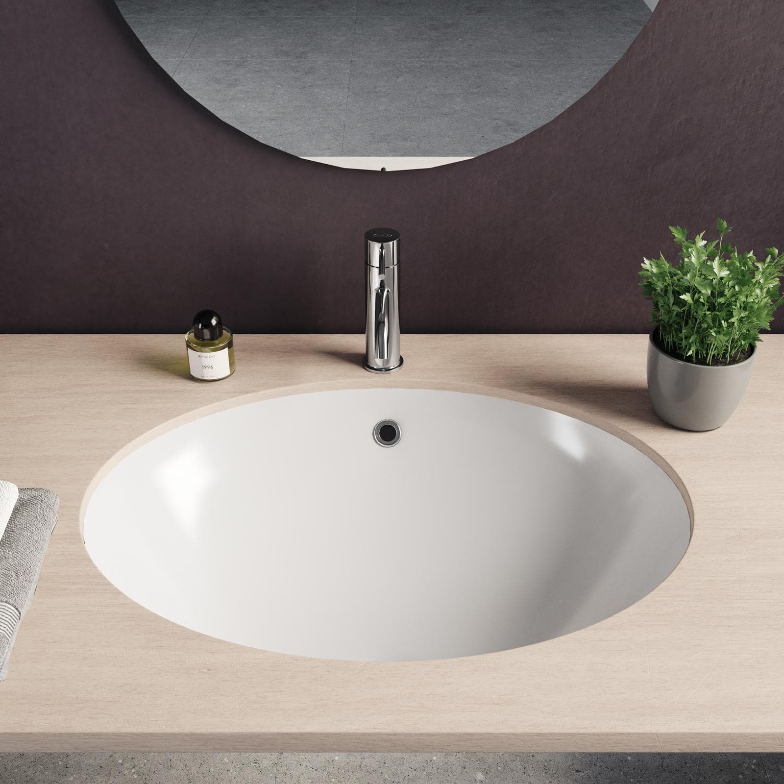 Lavabo incasso sottopiano ovale 53,5 cm in ceramica bianca - Doria