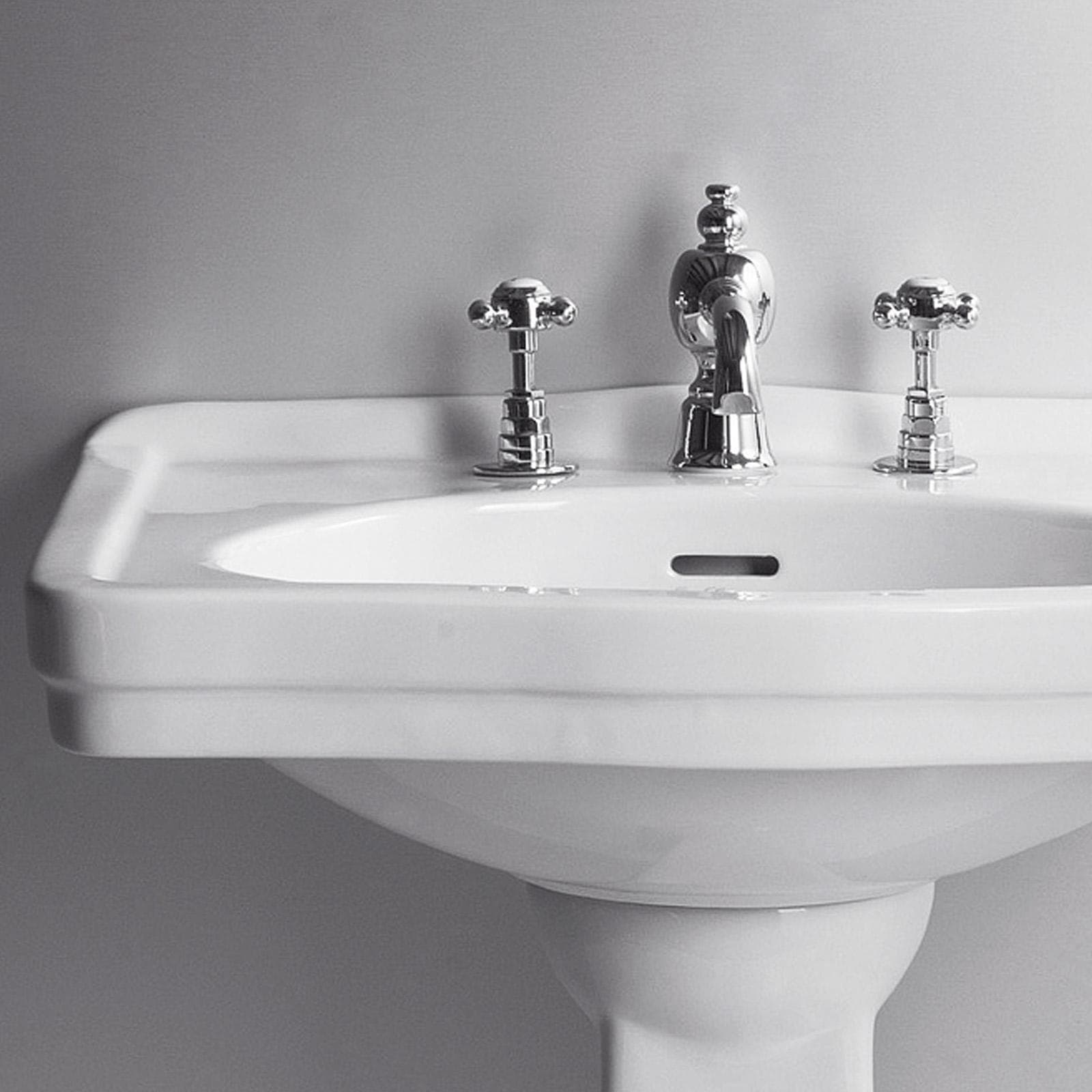 Lavabo monoforo 68 cm con colonna in ceramica bianco - Londra di Simas