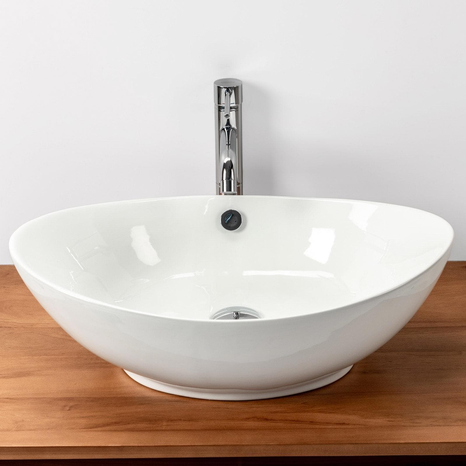Lavabo ovale a bacinella 60x37 cm in ceramica bianco lucido - Cloe