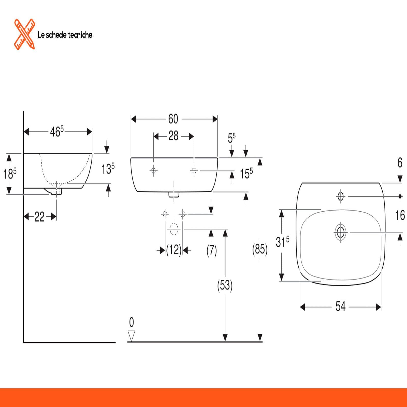 Lavabo sospeso 60 cm ceramica Serie Fantasia - Geberit