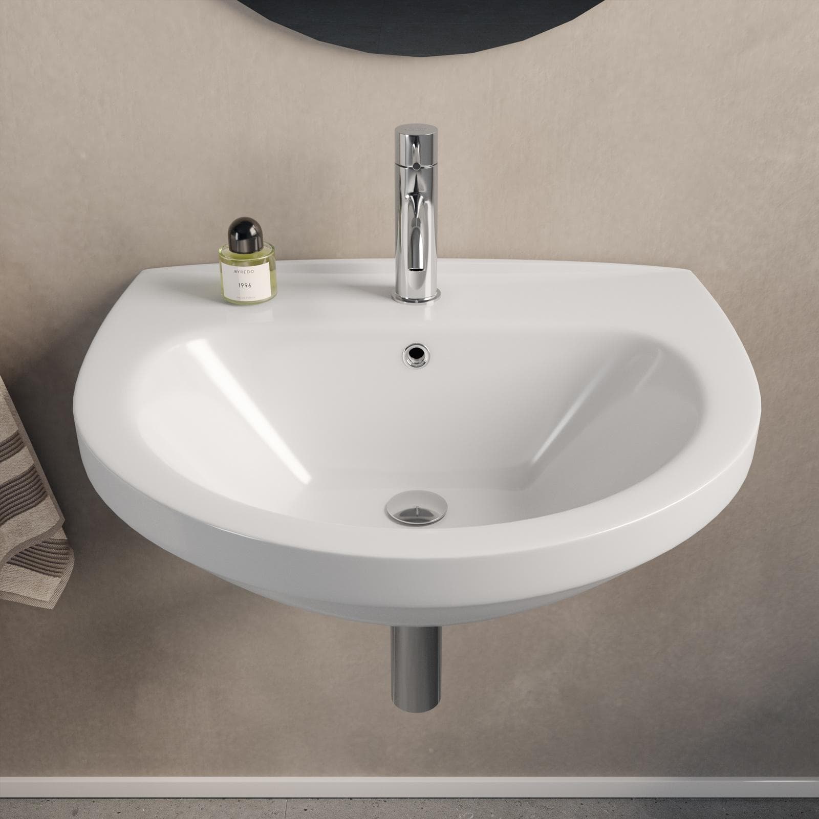 Lavabo sospeso in ceramica bianca 58 cm - Malay