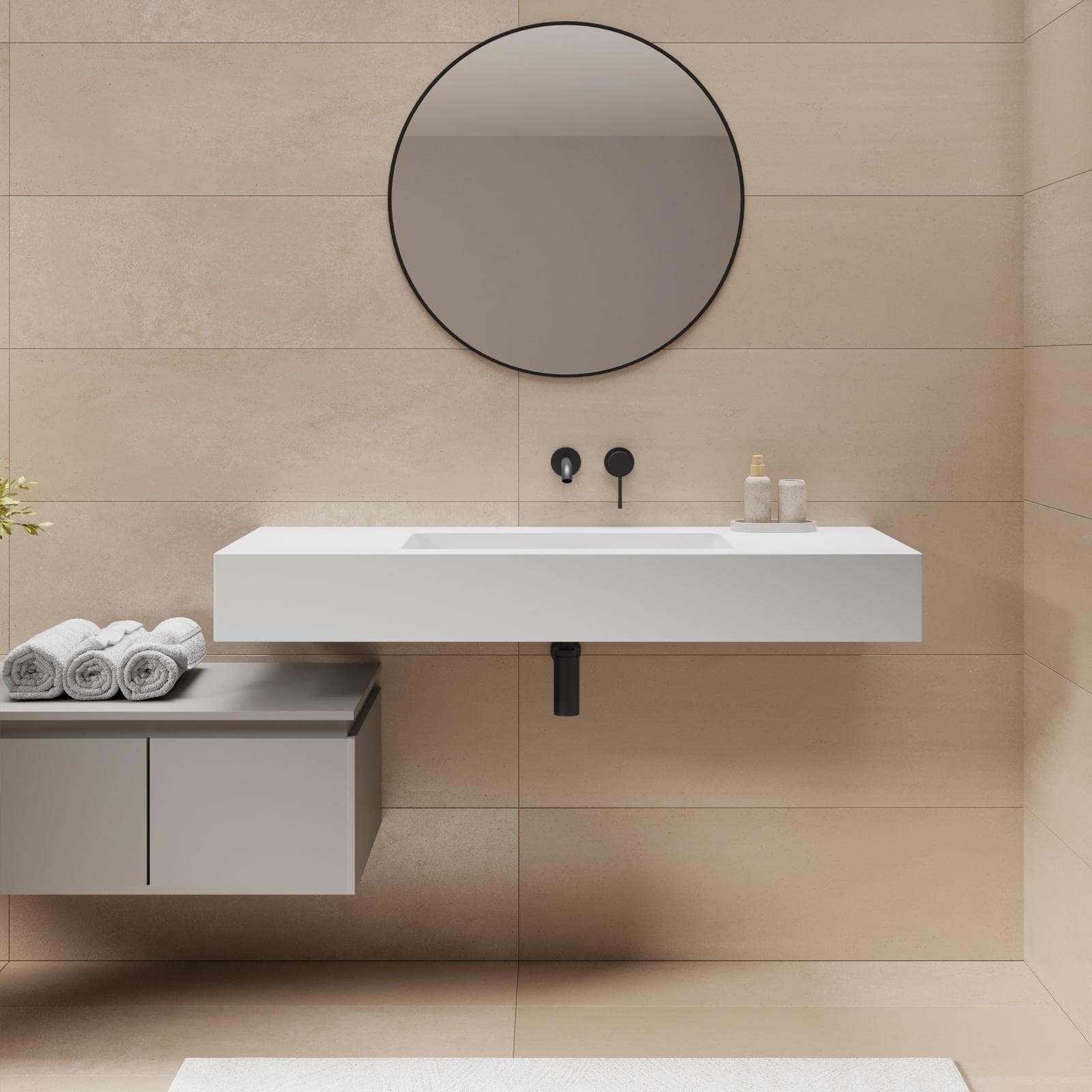 Lavabo 120X46 cm bianco opaco - Agua