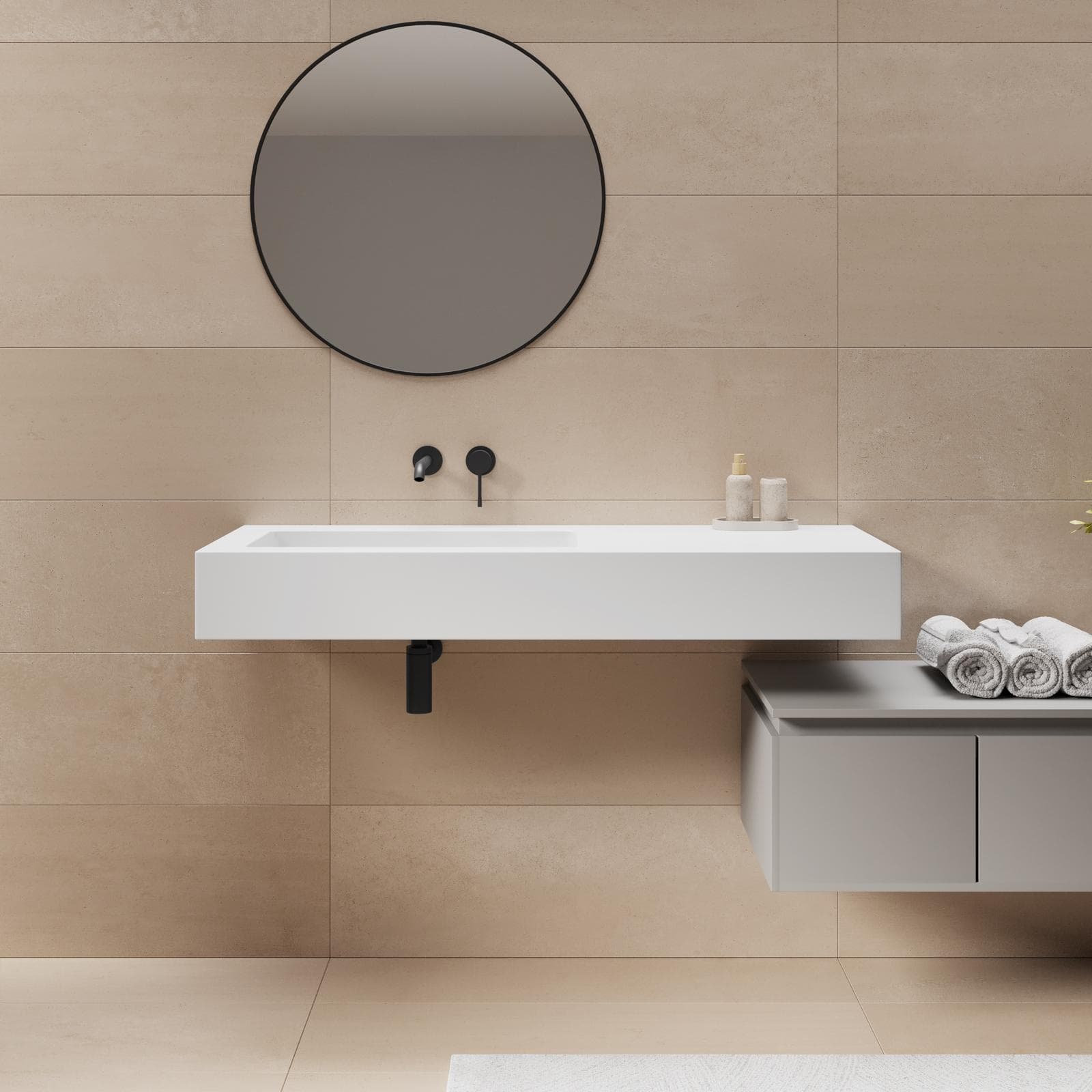 Lavabo 120X46 cm con vasca sx bianco opaco - Agua