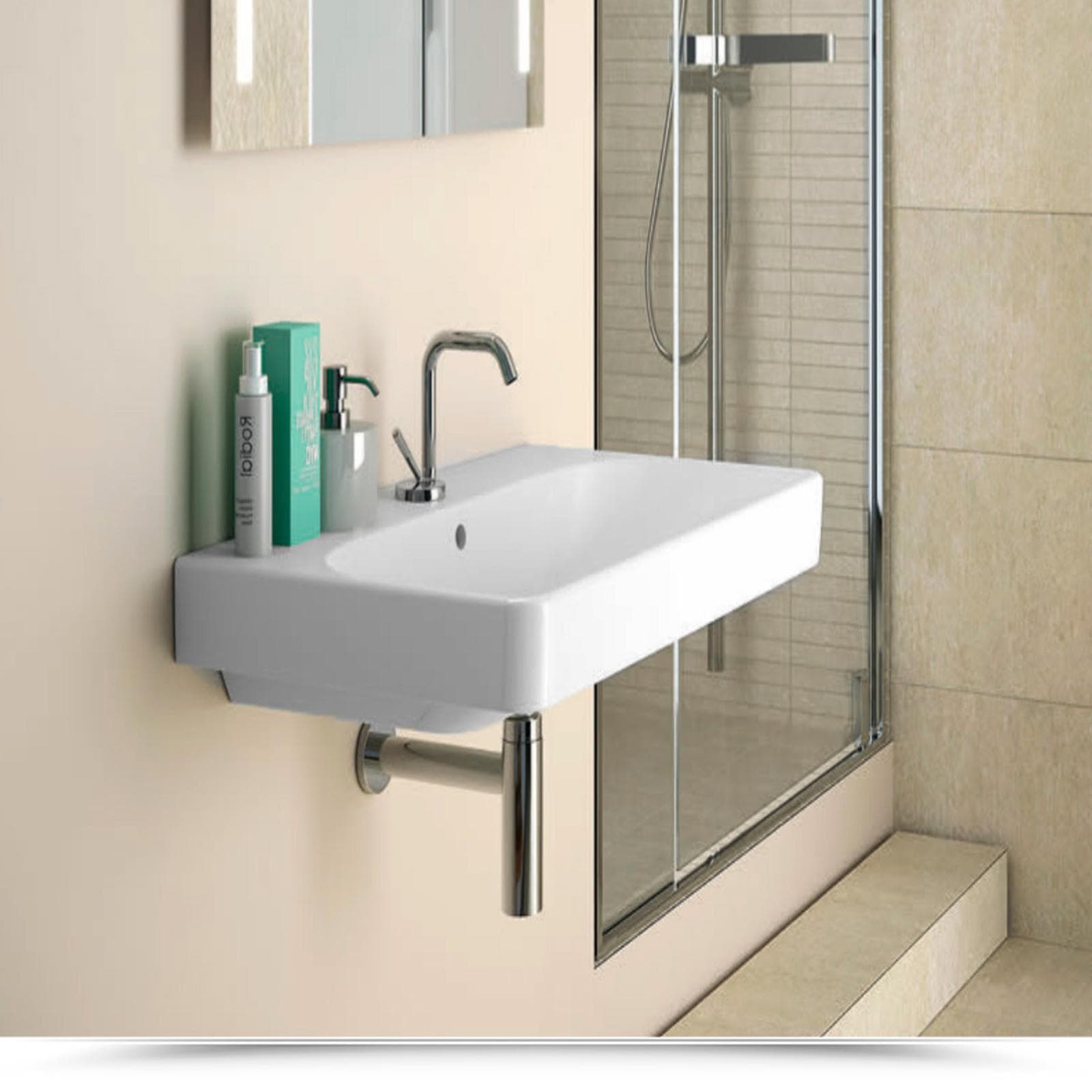 Lavabo sospeso o da appoggio 75 cm ceramica Serie Smyle Square - Geberit