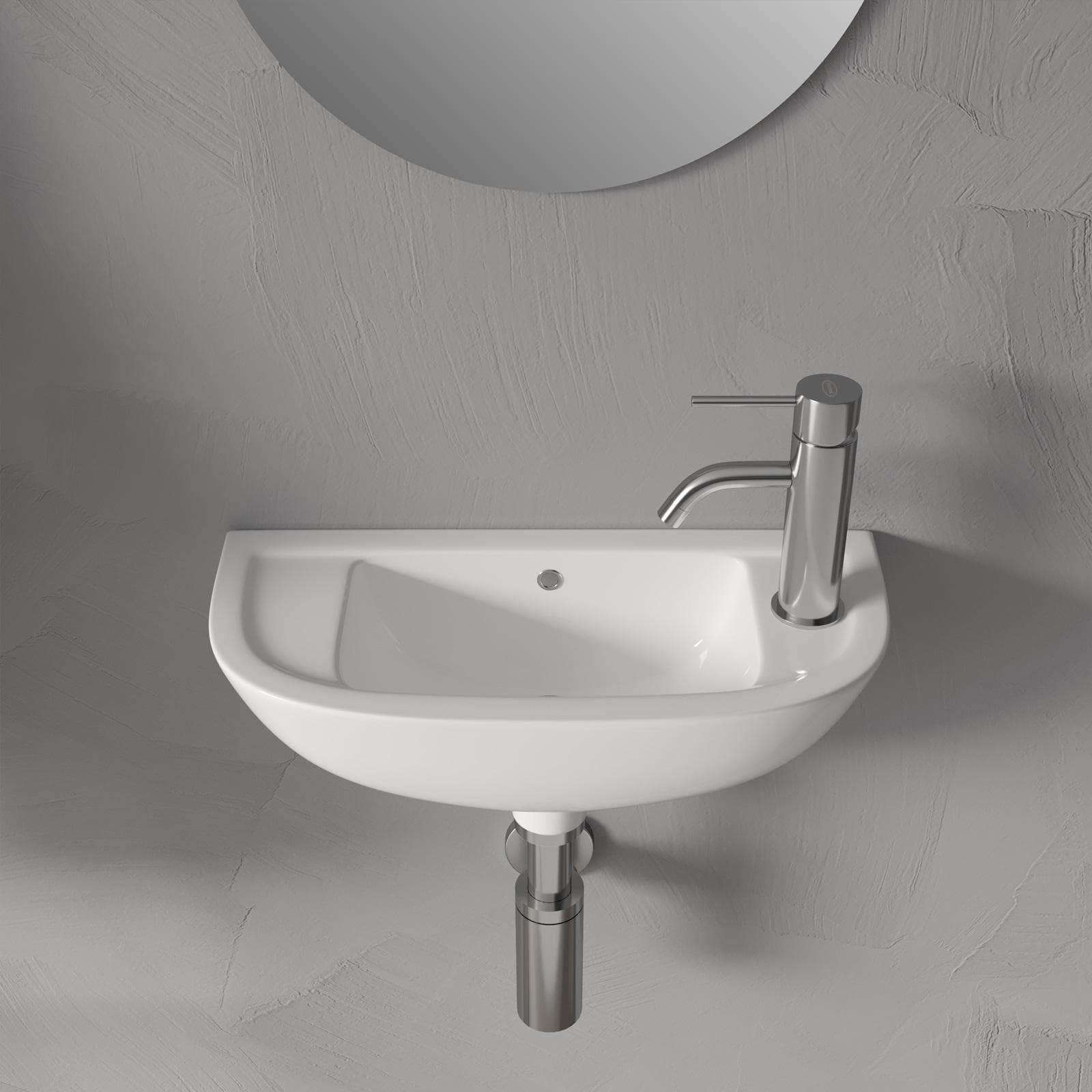 Lavamani sospeso ad angolo in ceramica bianca 45 cm salvaspazio - Miraj