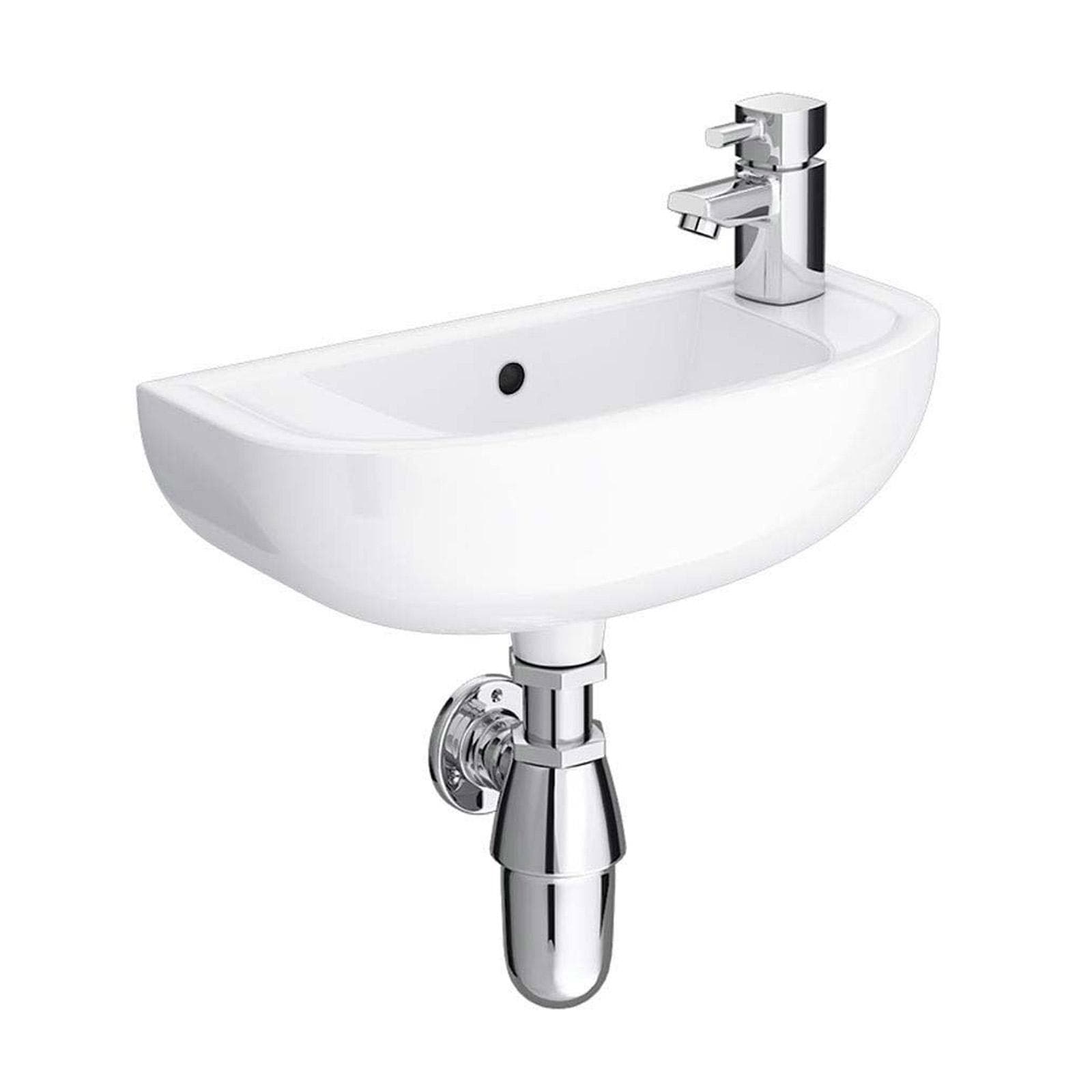 Lavamani sospeso ad angolo in ceramica bianca 45 cm salvaspazio - Miraj