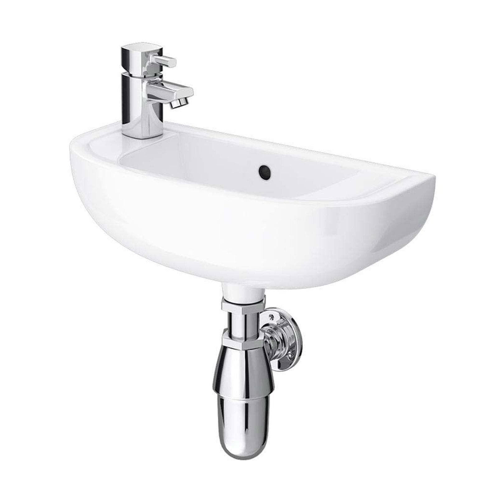 Lavamani sospeso ad angolo in ceramica bianca 45 cm salvaspazio - Miraj