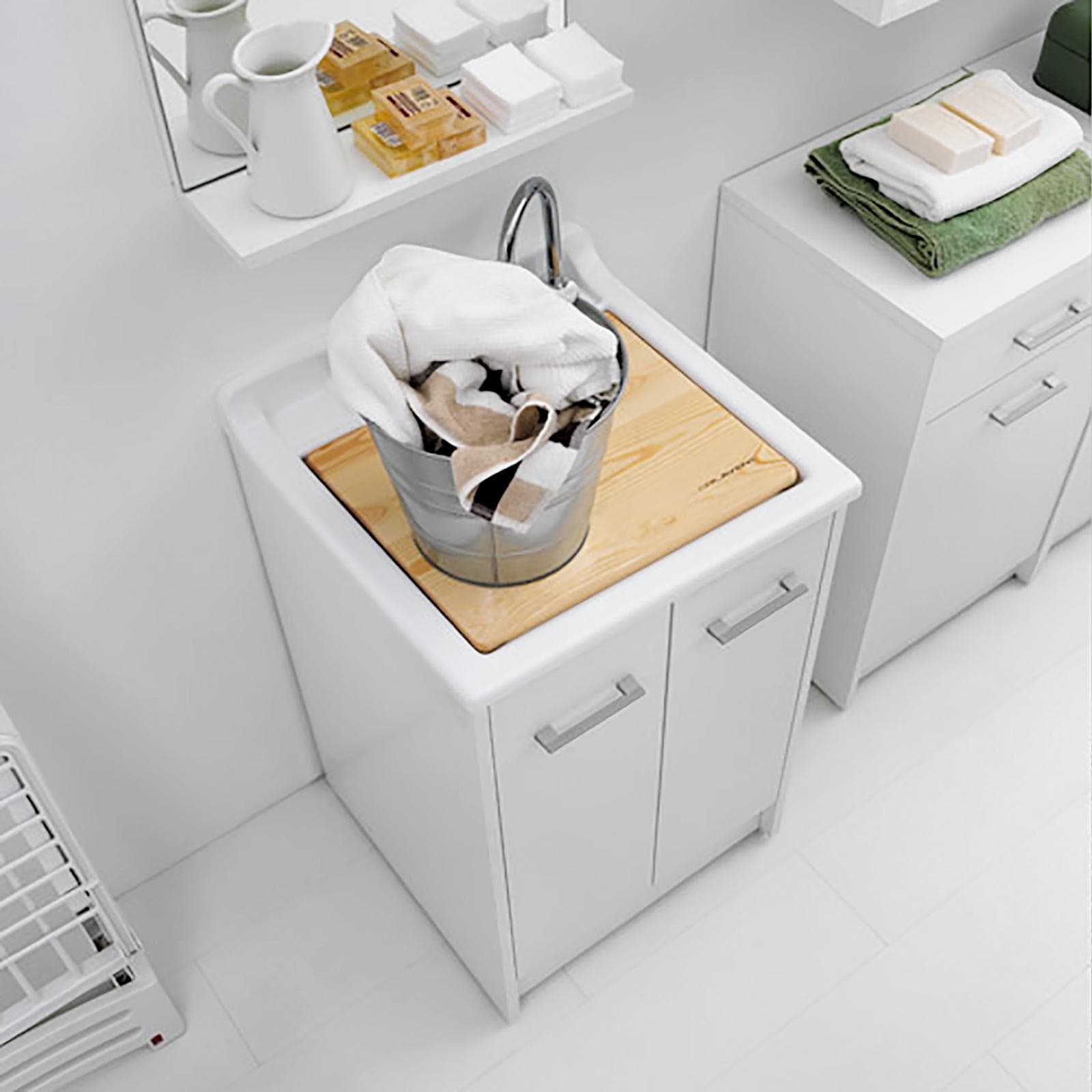 Lavapanni Domestica Colavene 50x45x86h cm con vasca e vano contenitore con due ante