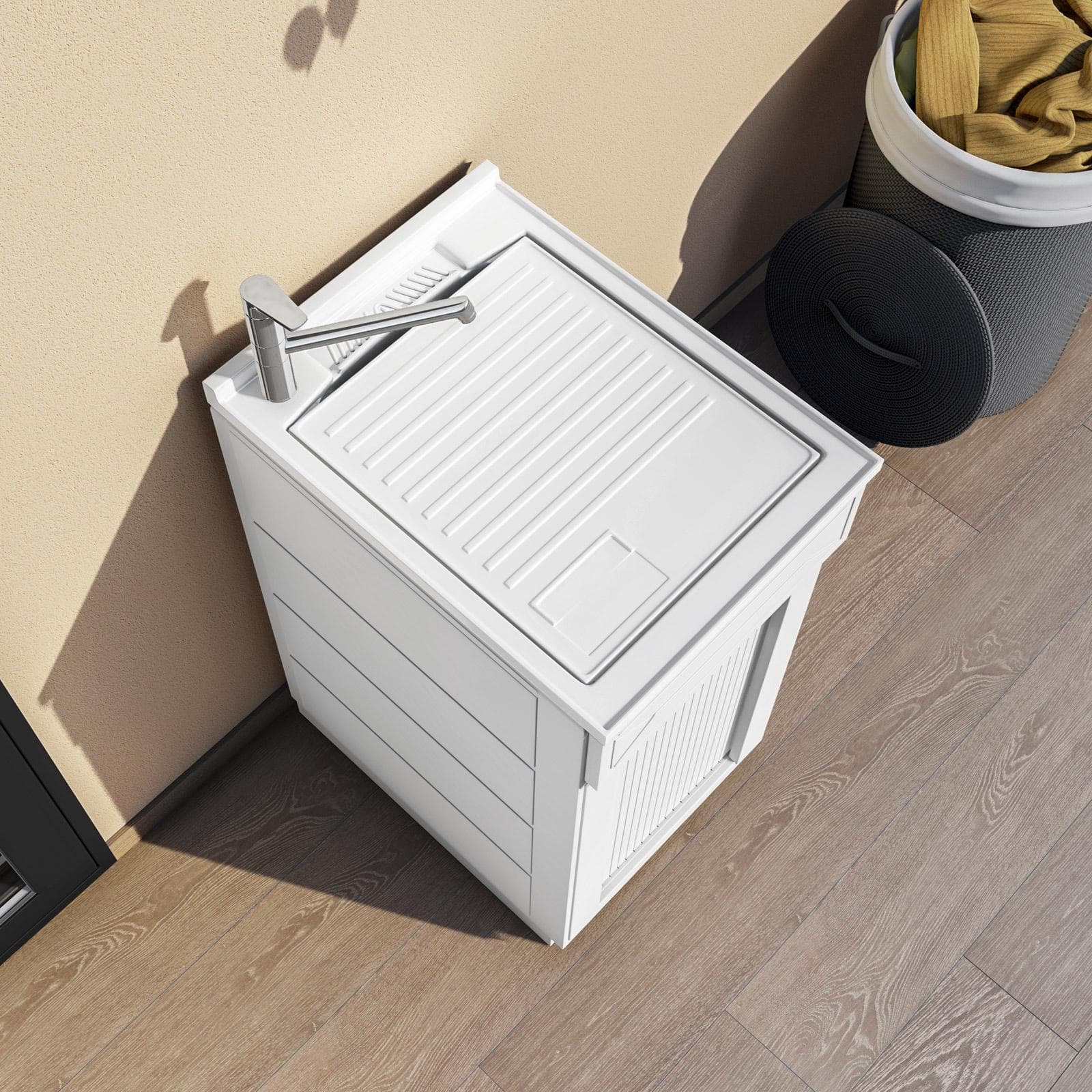 Mobile lavatoio per interno o esterno 45x60 serrandina + vasca e asse lavapanni