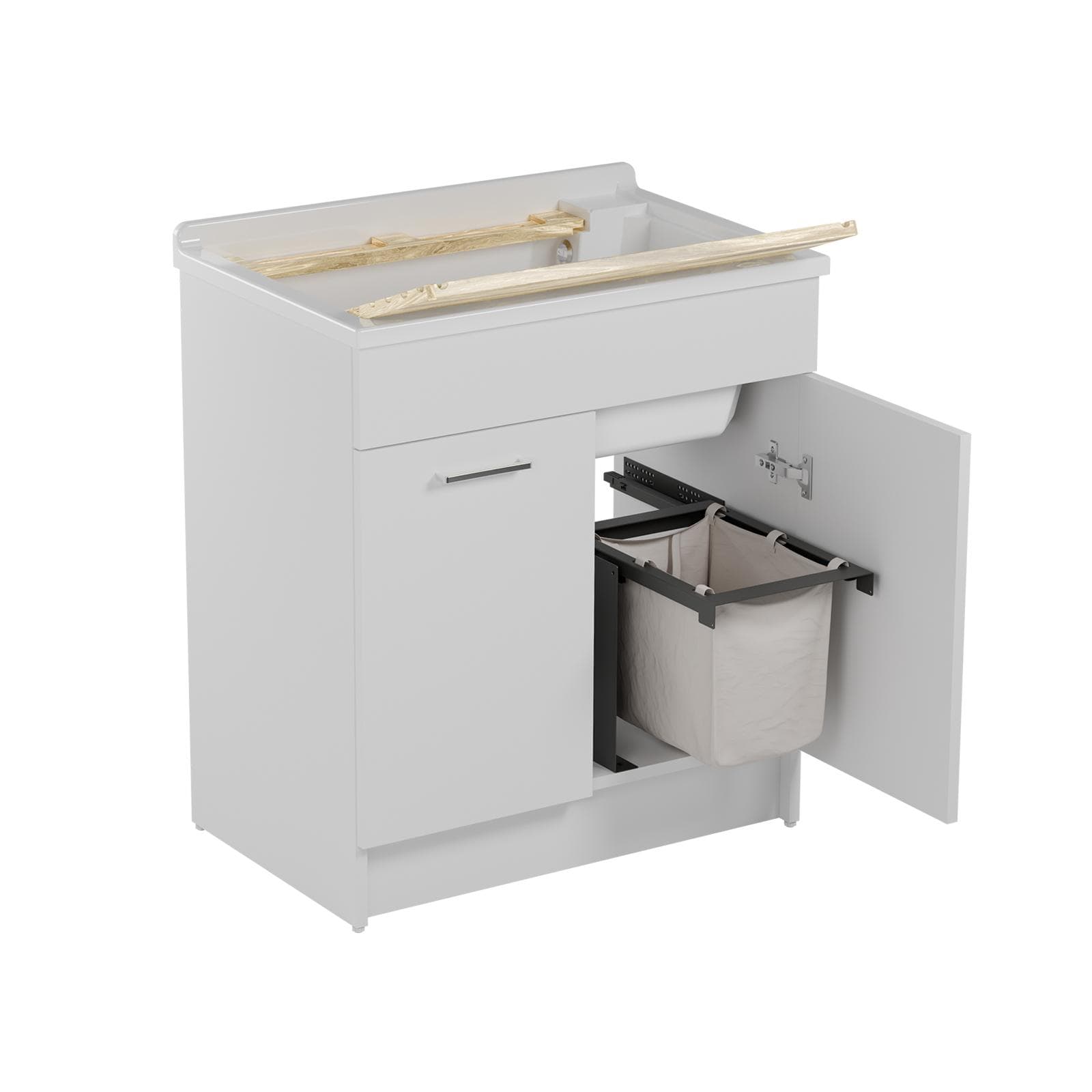 Lavatoio Lindo Max Colavene 75x50x86 con cesto biancheria e tavola lavapanni bianco opaco