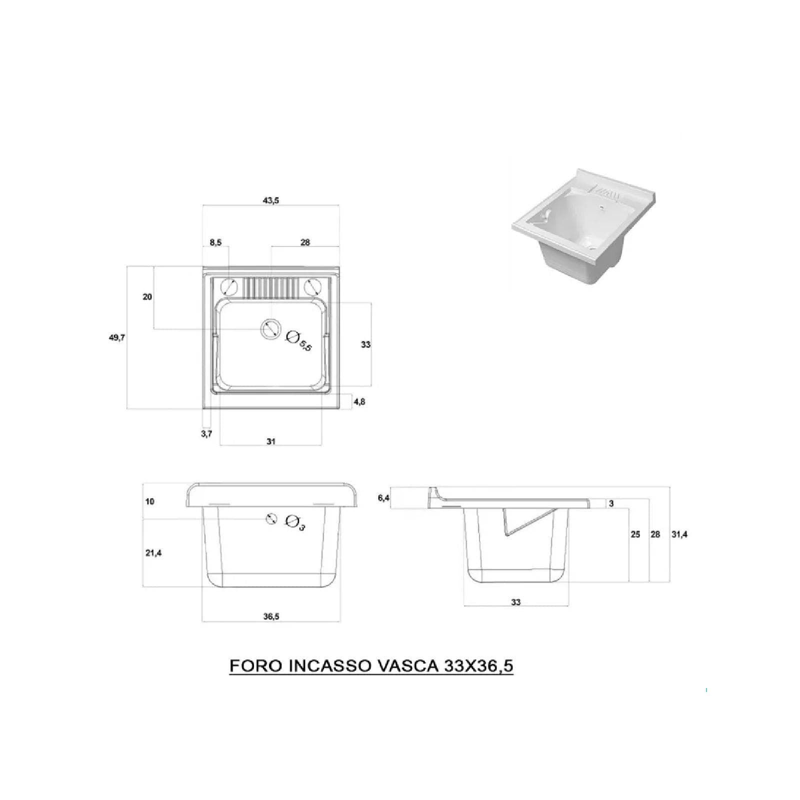 Lavatoio per interno 45x50 finitura rovere tabacco con asse lavapanni