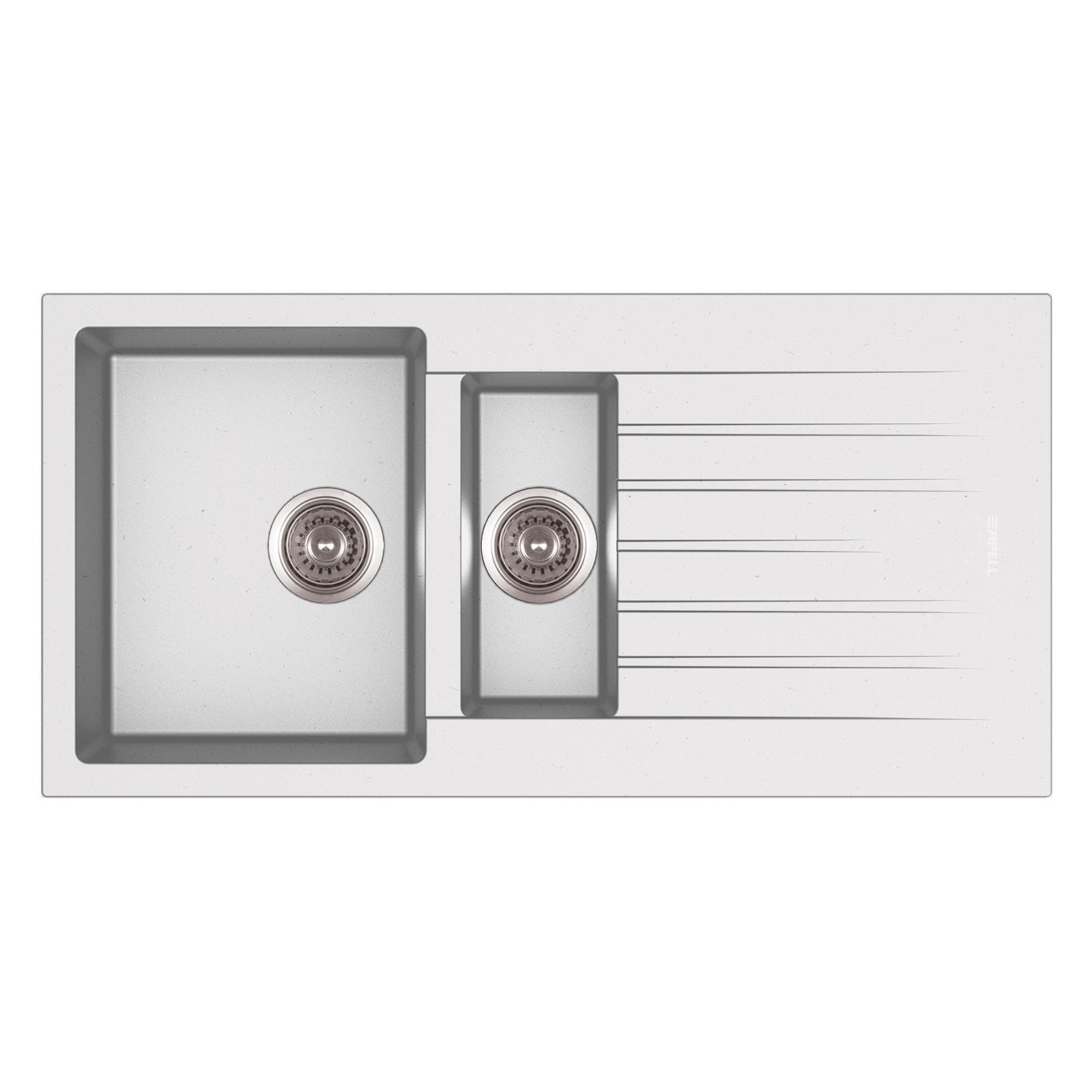 Lavello Apell Pietra Plus da incasso in resina bianco 100x50 vasca grande e piccola