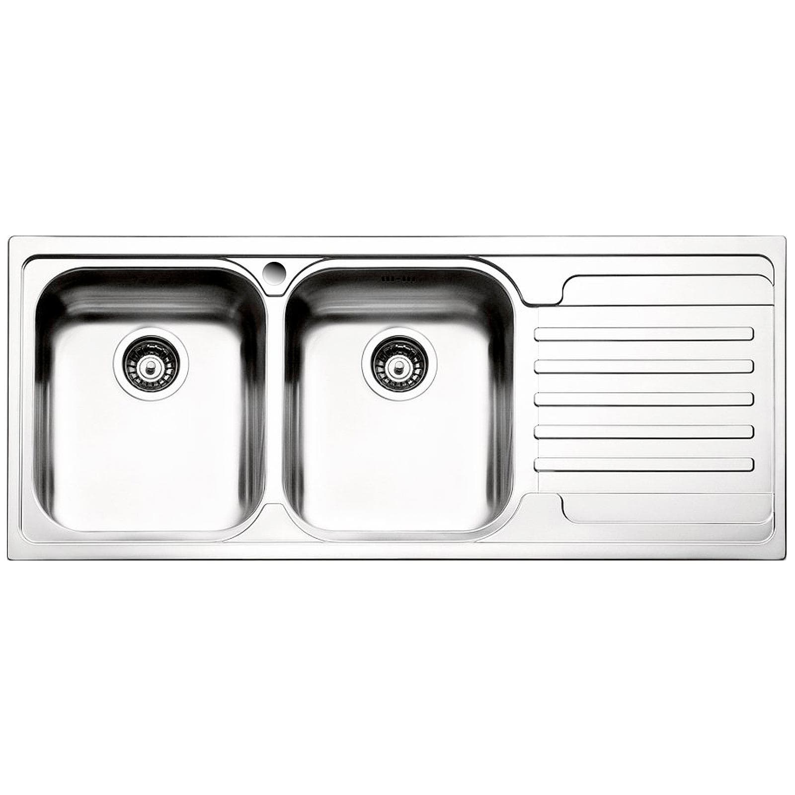 Lavello Apell Venezia 116x50 cm in acciaio inox con due vasche e gocciolatoio a destra