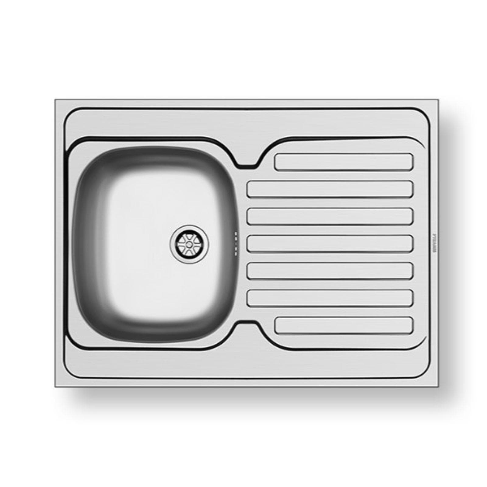 Lavello da incasso reversibile in acciaio inox 80x60 cm con vasca singola e gocciolatoio