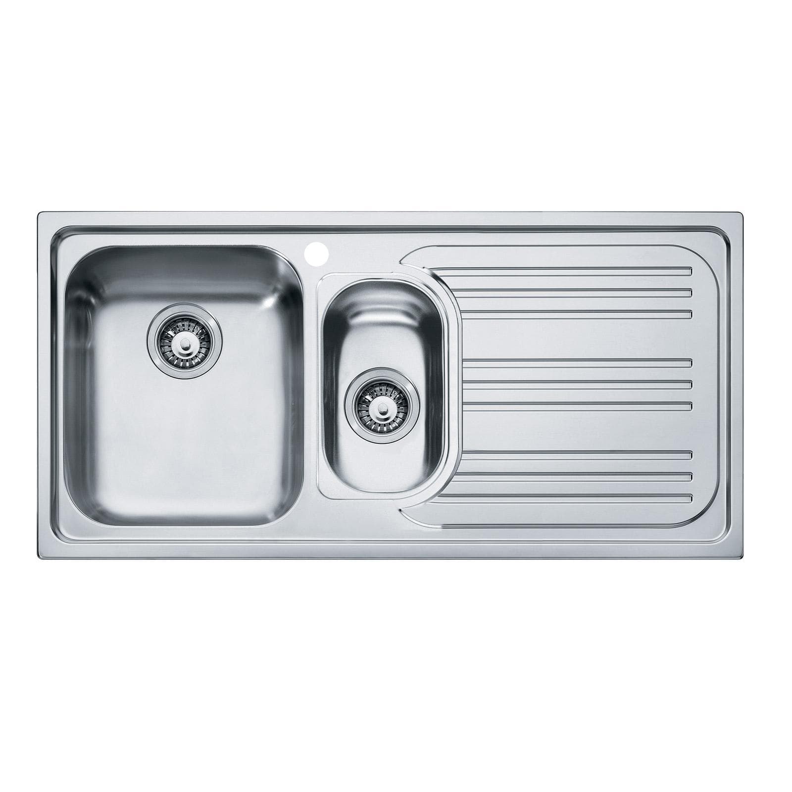 Lavello Franke Radar 100x50 cm da incasso in acciaio inox con vasca e mezza e gocciolatoio a destra Franke