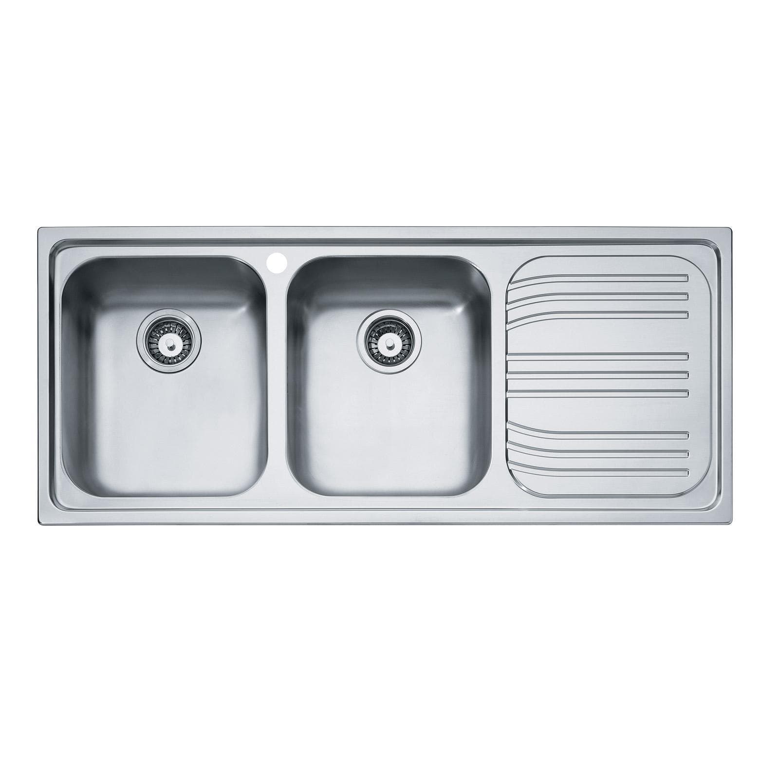 Lavello Franke Radar 116x50 cm da incasso in acciaio inox con doppia vasca e gocciolatoio a destra Franke
