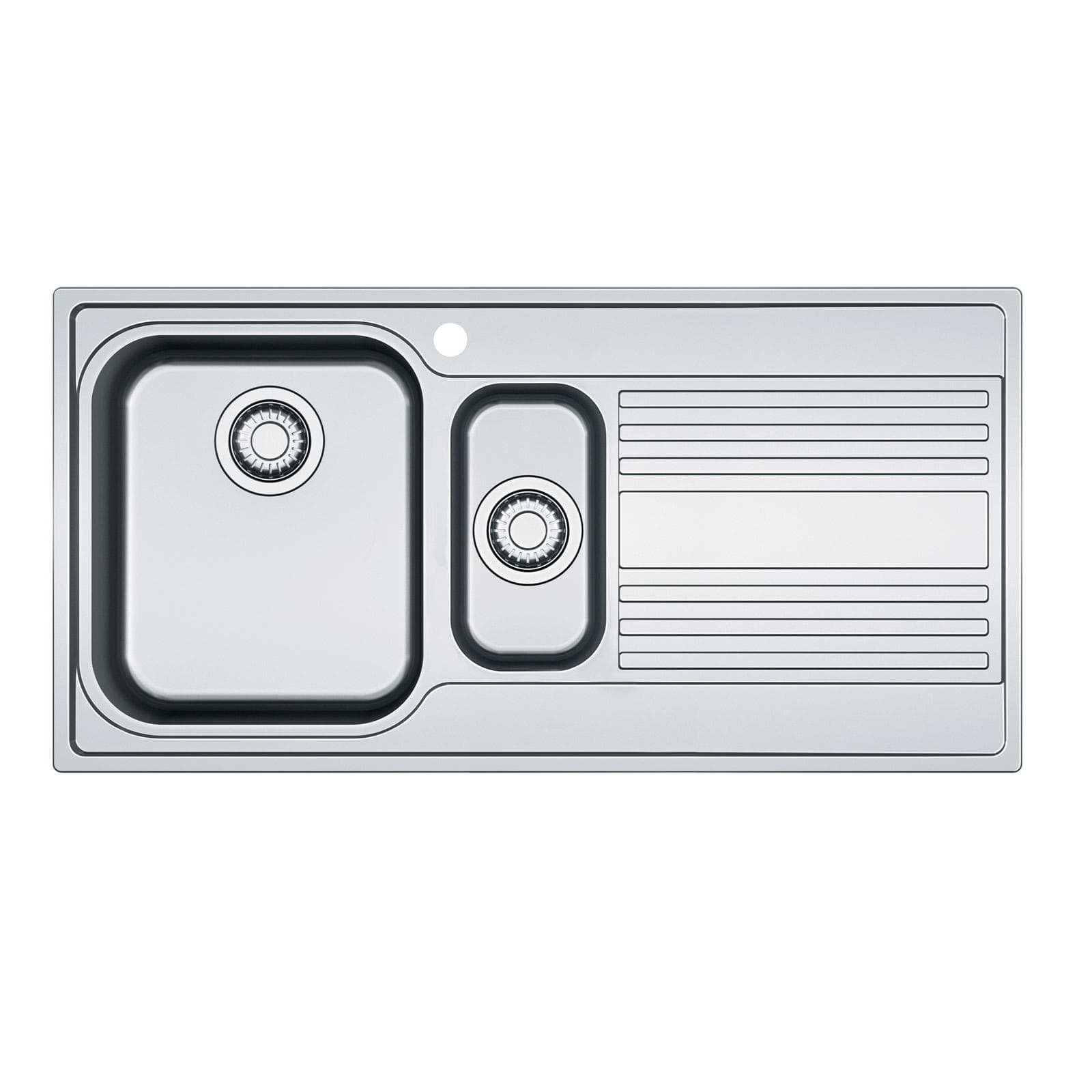 Lavello Franke Rapid 100x50 cm da incasso in acciaio inox con doppia vasca e gocciolatoio a destra Franke