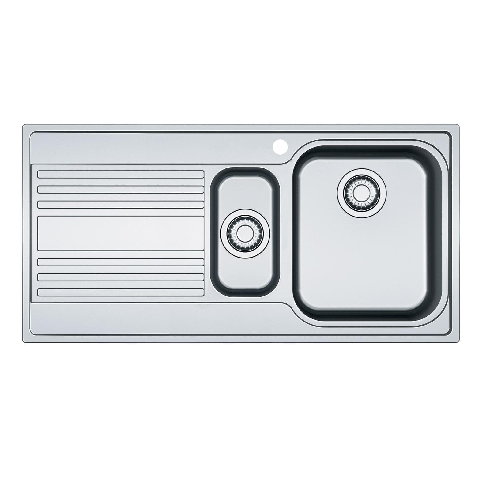 Lavello Franke Rapid 100x50 cm da incasso in acciaio inox con doppia vasca e gocciolatoio a sinistra Franke