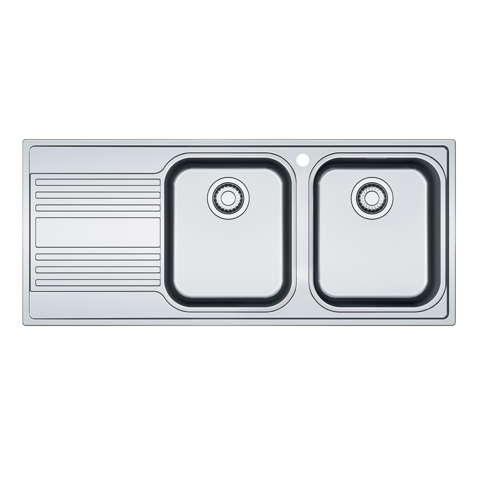 Lavello Franke Rapid 116x50 cm da incasso in acciaio inox con doppia vasca e gocciolatoio a sinistra Franke