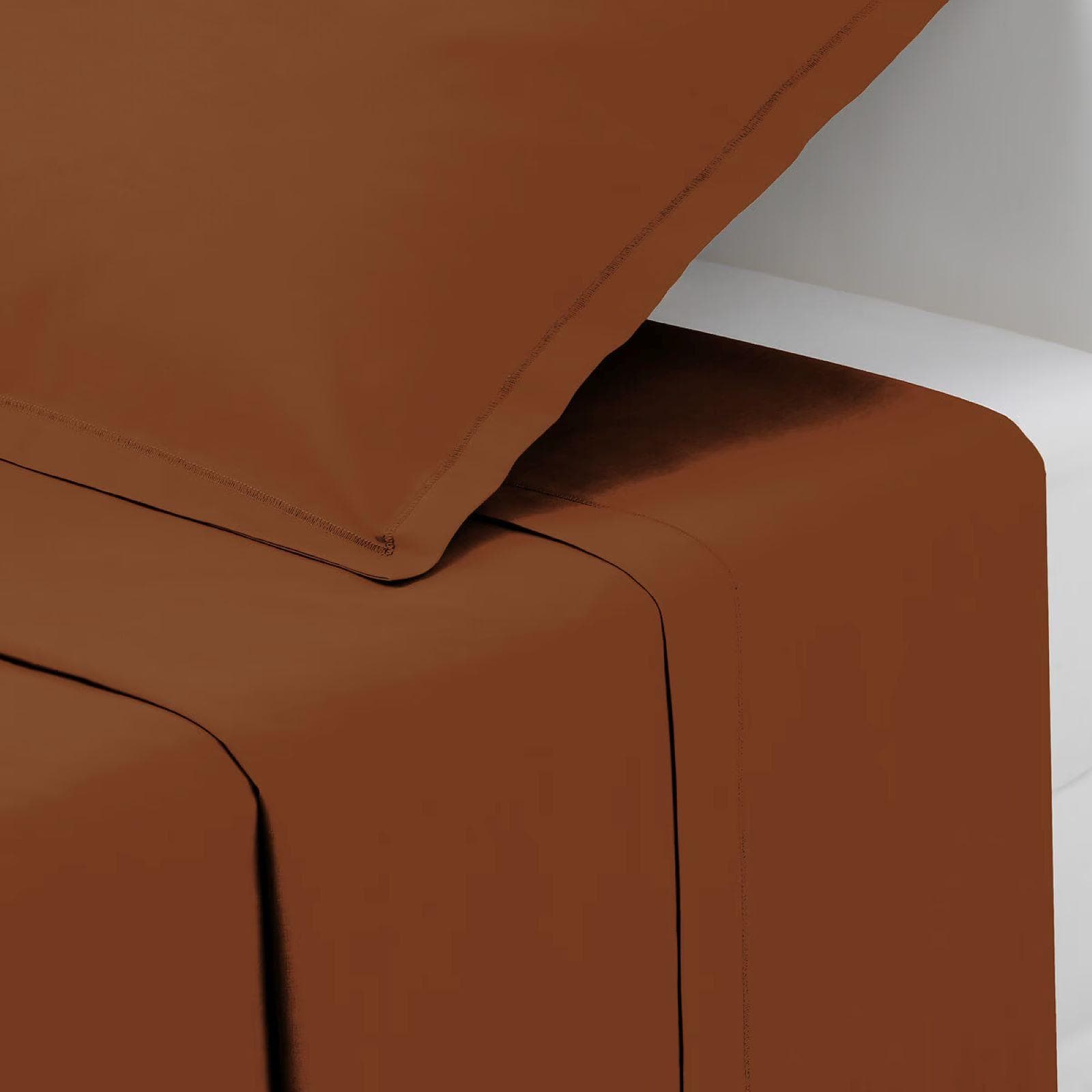 Lenzuolo 180x290 cm in cotone terracotta - Bellini