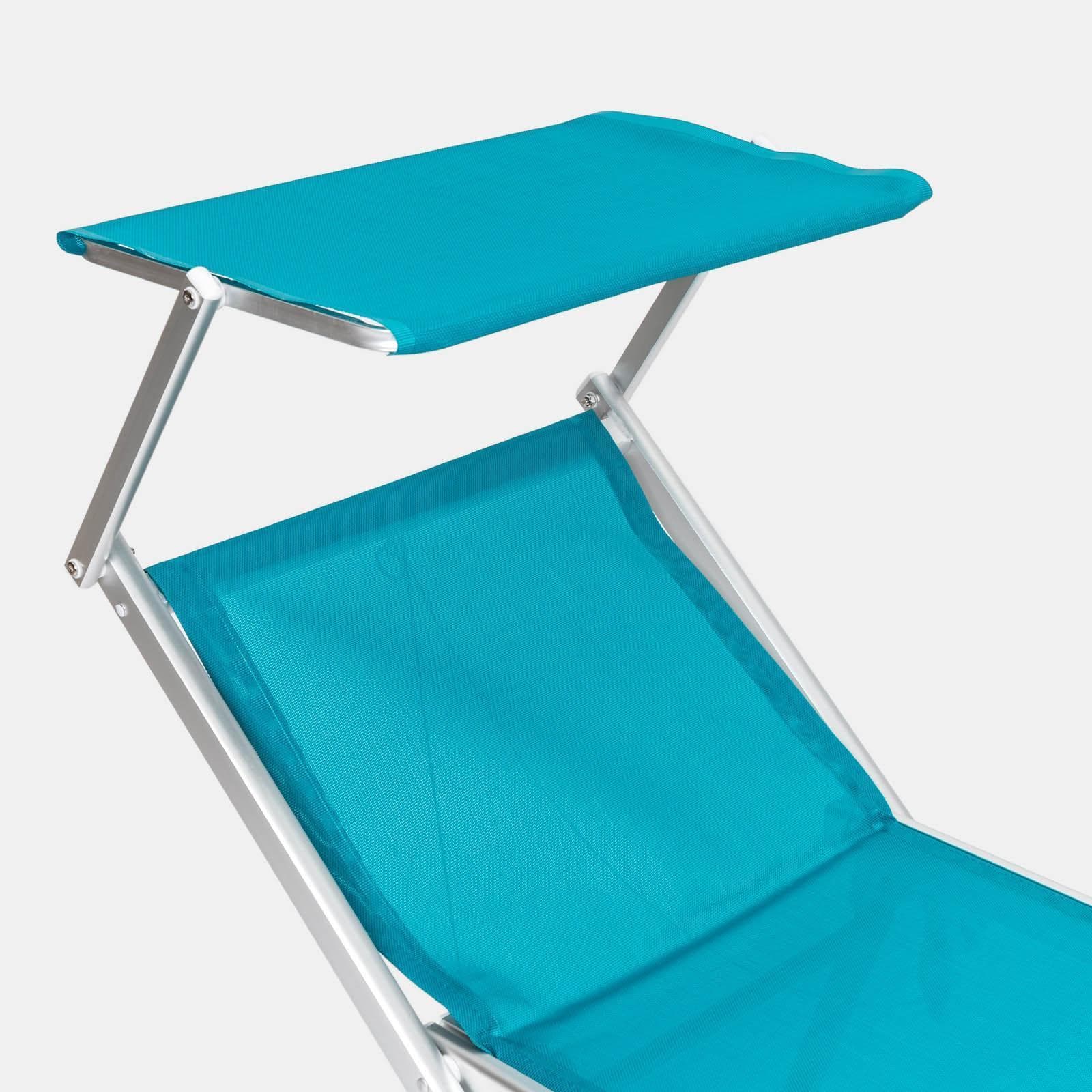Lettino prendisole reclinabile in alluminio blu tiffany con tettuccio - Aloha